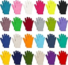 Cooraby 24 Pairs Kids Gloves Winter Magic Gloves Warm Knitted Stretchy Full Fingers Glove for 6-11 Years