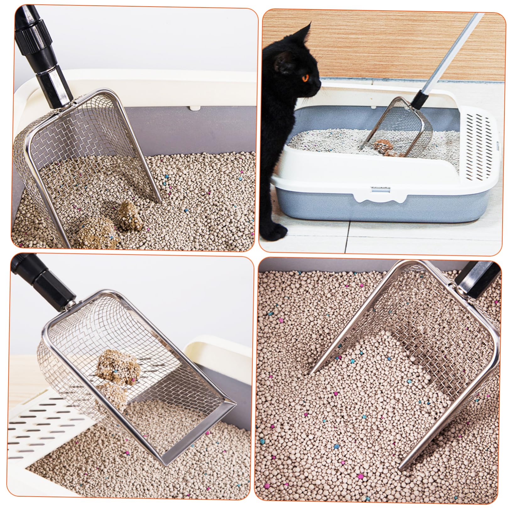 Streusiebschaufel für Katzenstreu mit Dichtem Sieb und Teleskopgriff