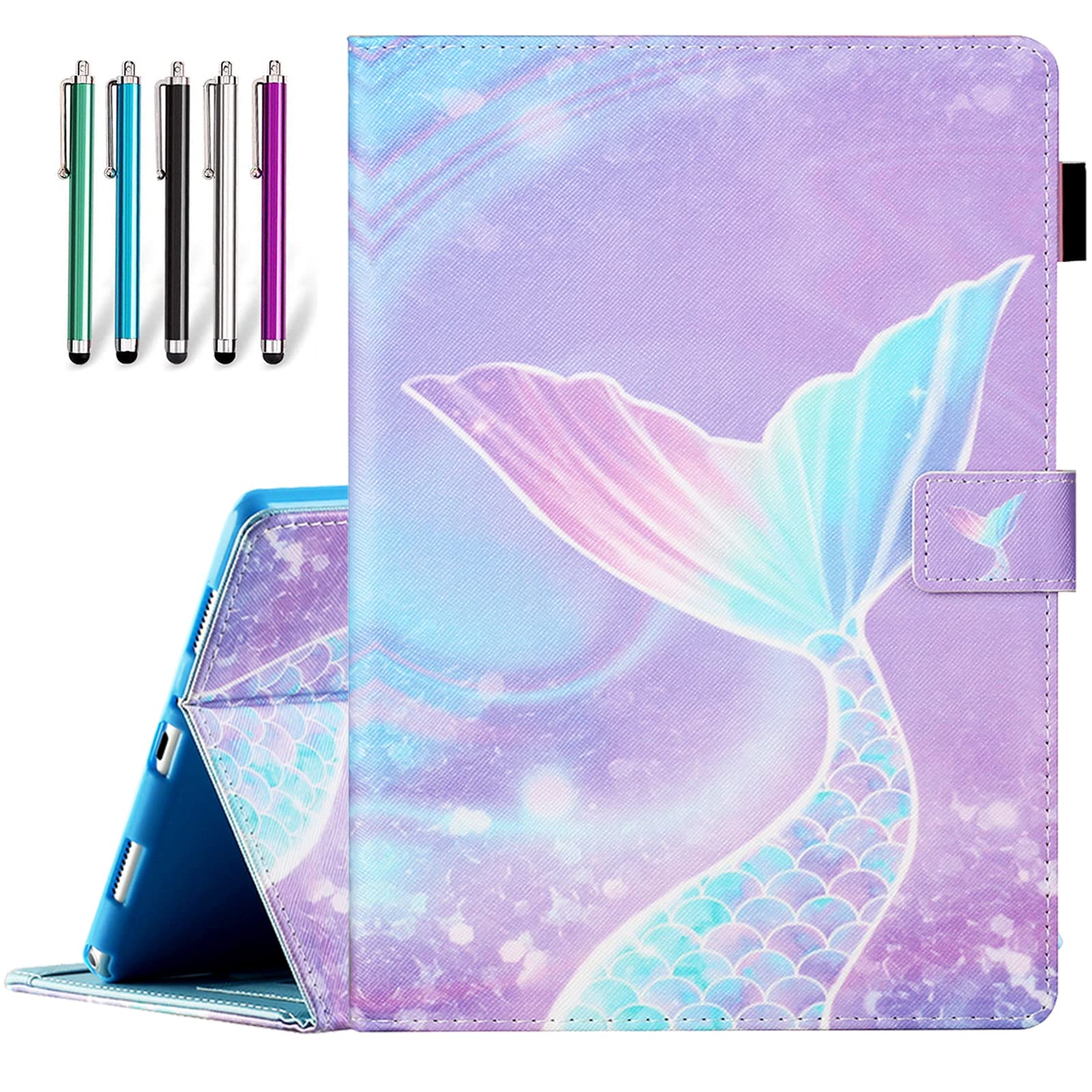 iPad Mini Case, iPad Mini 2 Case, iPad Mini 5 Case, iPad Mini 3/4 Case, Ciaoye Multi-Angle Viewing Folio Smart Leather Cover with Auto Sleep/Wake for iPad Mini 1/2/3/4/5 7.9" Tablet, Mermaid