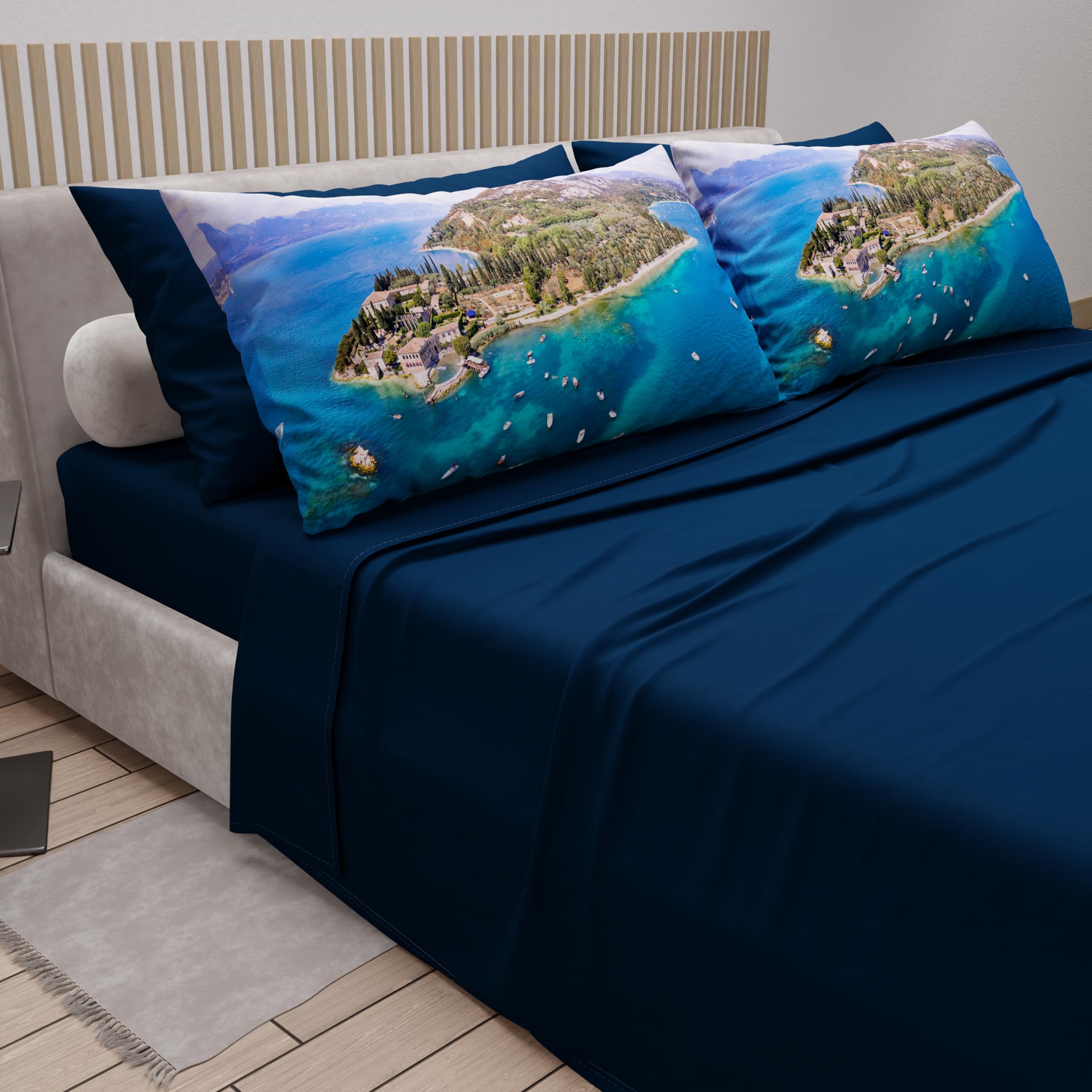 PETTI ARTIGIANI ITALIANI, Cotton Sheet Set for Double Maxi Bed with Pillowcases and Fitted Sheet 180 x 200 cm - Image 2
