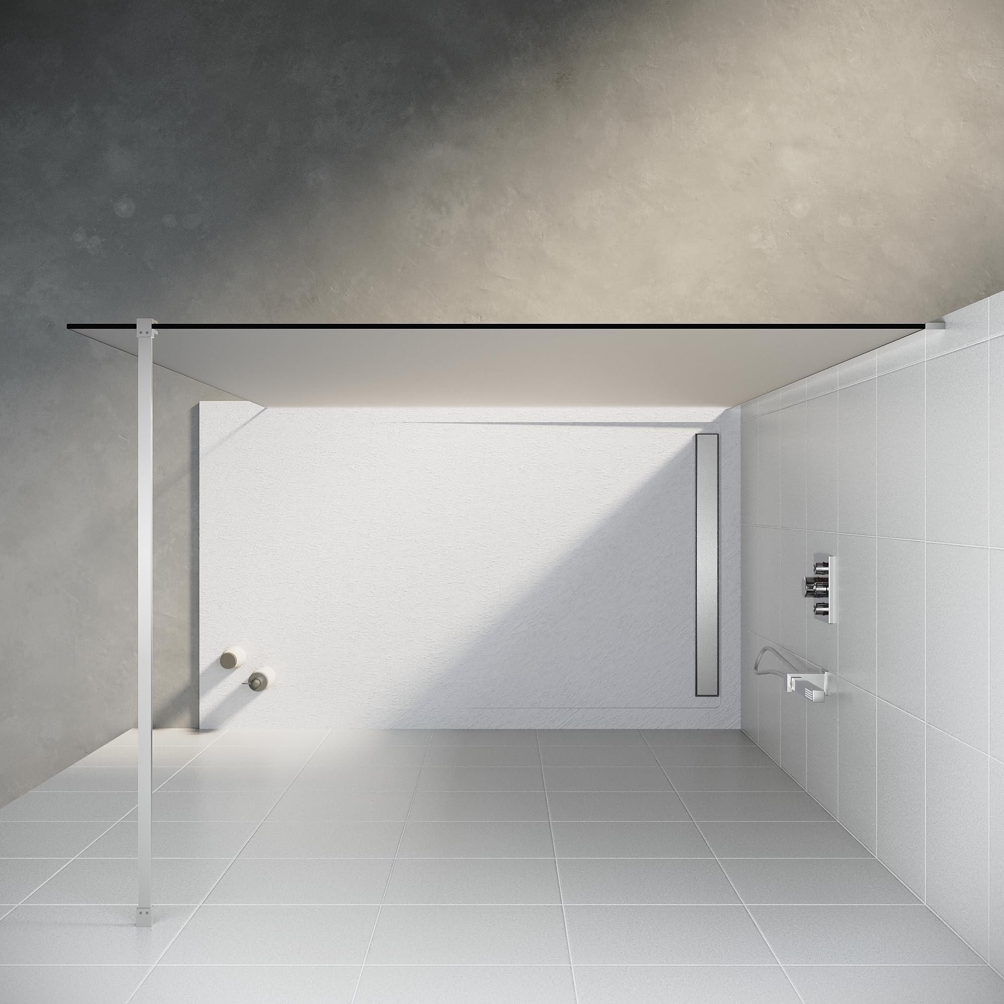 Mampara de ducha de acceso directo de 800 x 2000 mm, totalmente satinada, con cristal ESG Nano de 8 mm