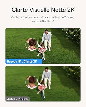 Caméra Surveillance Extérieur Baseus 2K WiFi - Autonomie 210j, Vision Nuit Couleur, Détection Humaine | Kit 2 Caméras
