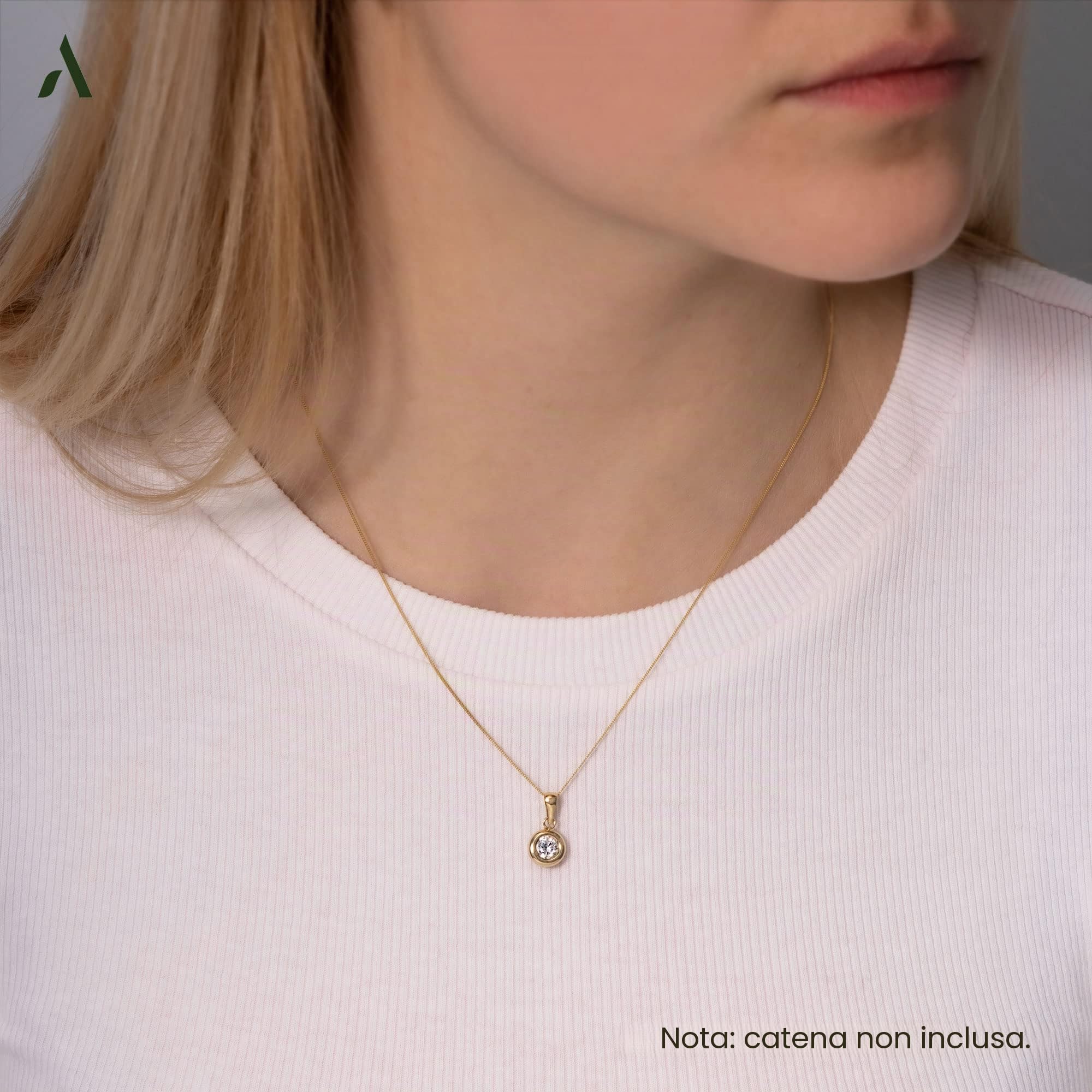 Amberta Allure - Ciondolo da donna con zirconi in oro 9 carati
