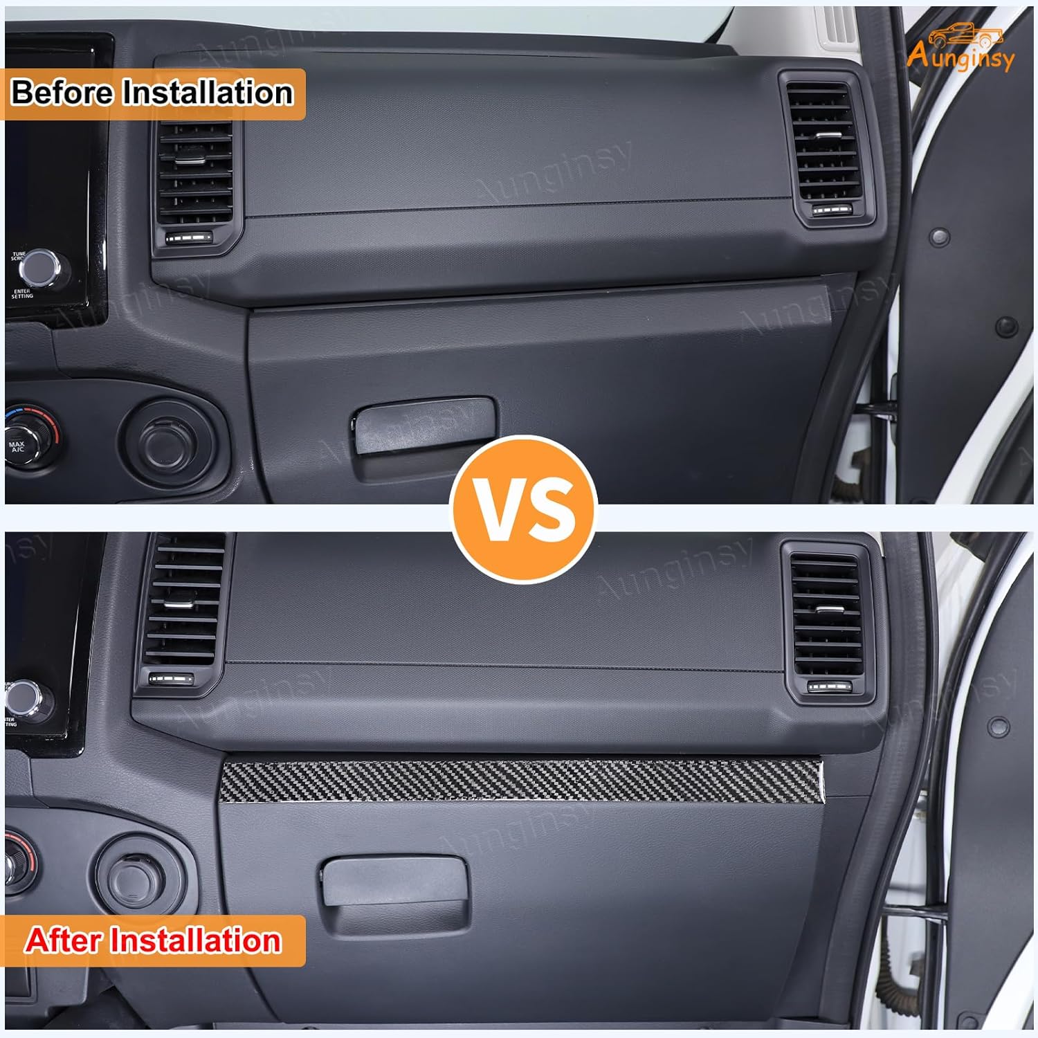 Aunginsy Co-Pilot Glove Box Panel Trim Strip Compatible with Nisan Frontier 2022 2023 2024 Pickup Soft Real Carbon Fiber Center Console Passenger Glove Box Upper Panel Decorative Sticker Accessories