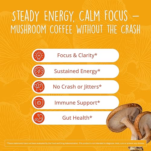 Miniatura 2 de Café de hongos con 125 mg de cafeína, melena de león, cordyceps, reishi y chaga  Café instantáneo de hongos nootrópicos adaptógeno para energía y