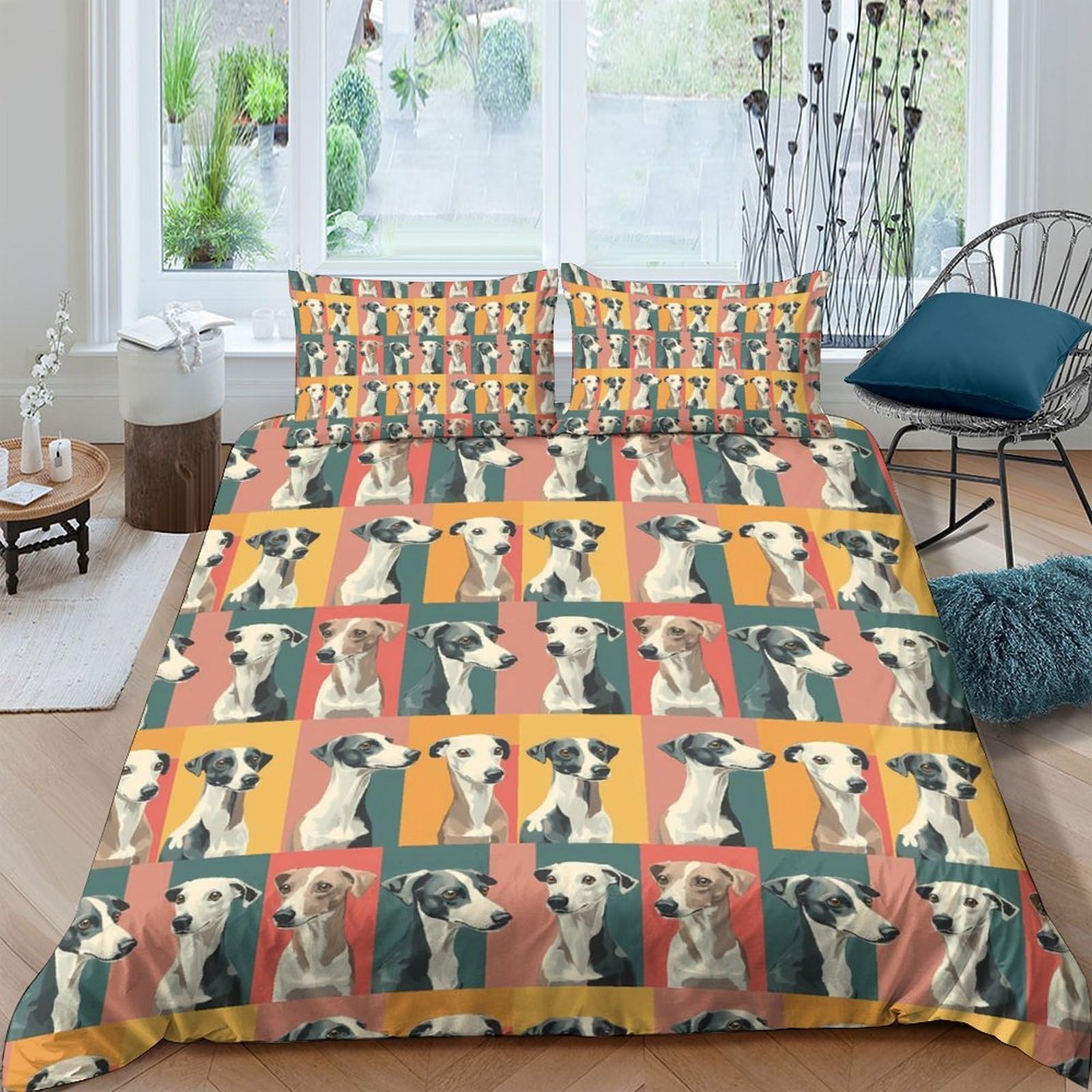 Ctjqhvkz Style-1 3D Printed Retro Dog Art Fitted Sheet Microfiber Colourful Pop Pattern Bed Sheet For Bedroom Dorm Decor Single（135X200cm）