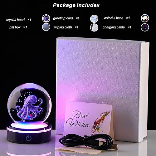 Miniatura 7 de Estatua de bola de cristal 3D, regalo de bola de cristal de océano femenino, adecuada para amigas y amigos, graduados, amigos, colegas, entusiastas