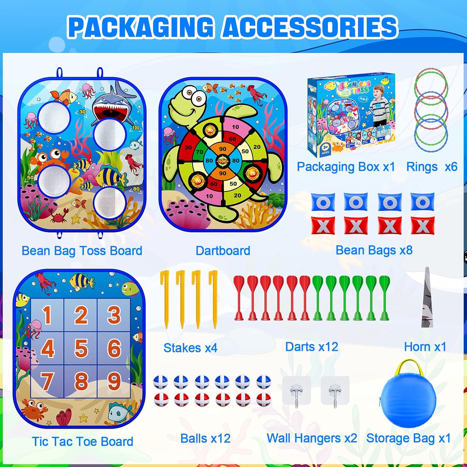 Bean Bag Toss Game for Kids, Cornhole Board Toddler Toys for Kids Party Activity and Outdoor Yard Backyard, Birthday Gift or Christmas for Aged 3 4 5 6 7 8 Year Old Boys - Image 5