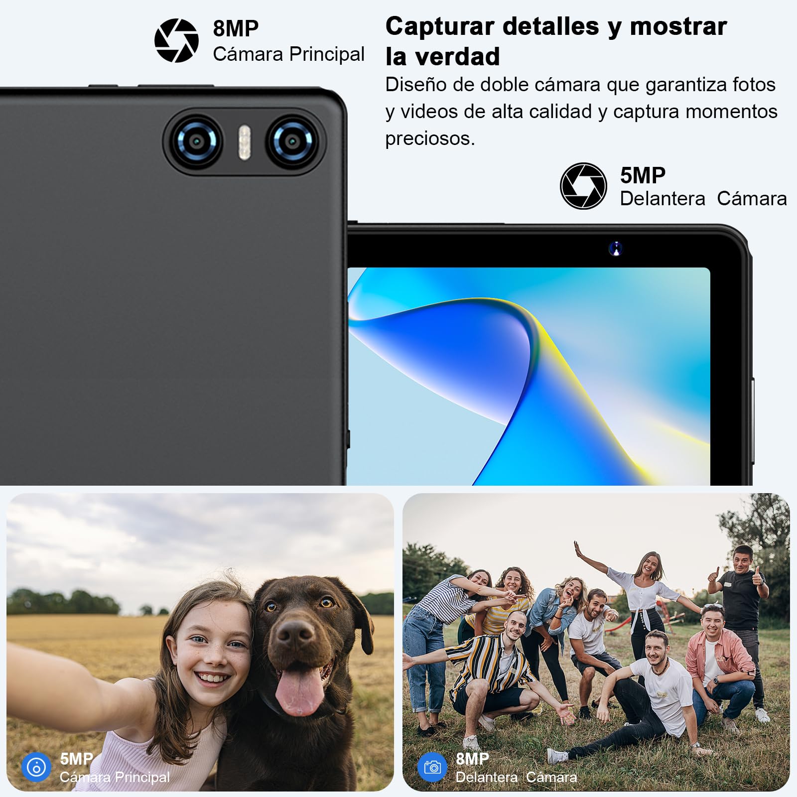 Tablet 10 Pulgadas Android, 20GB RAM + 128GB ROM (TF 1TB), Octa-Core, Widevine L1,GMS/Dual Band WiFi 6/5 MP + 8 MP / 1280 * 800 Pixels/Bluetooth 5.0, Tablet con Funda Negro — view 6