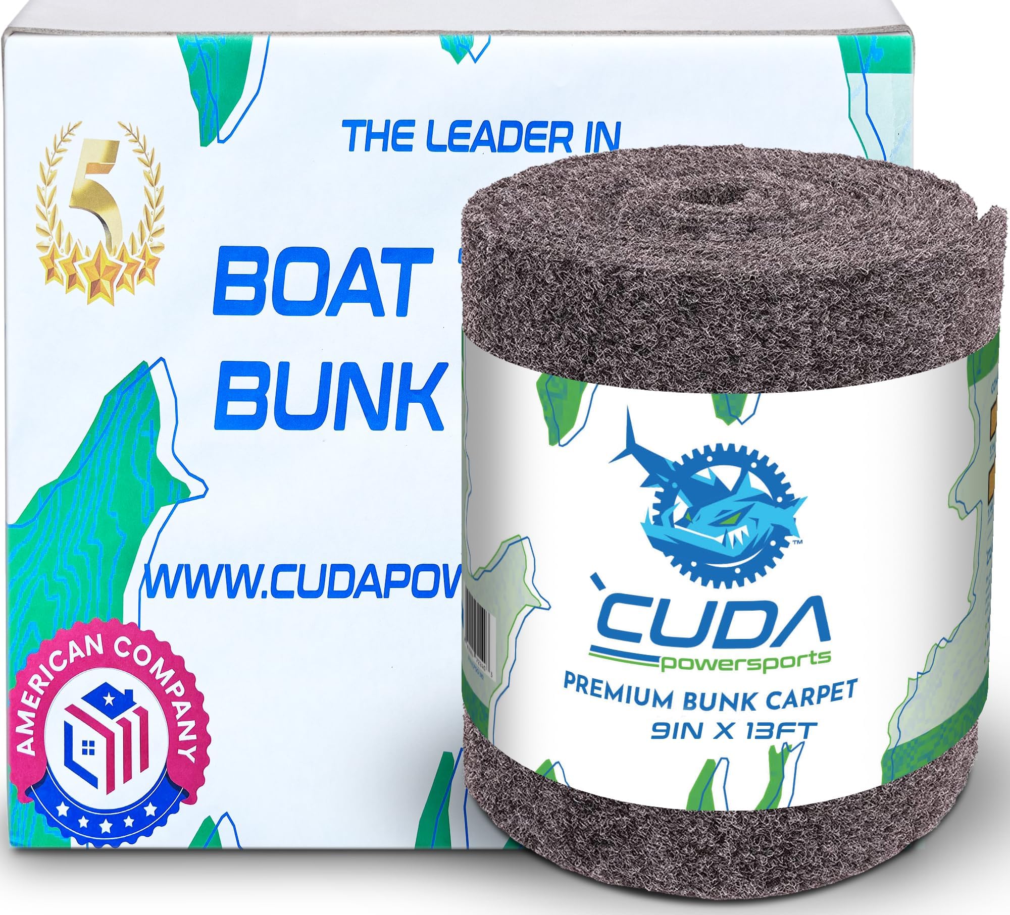 Cuda Boat Trailer Carpet 9 Inch Wide x 13ft-Premium Boat Lift Bunk Carpeting Bunk Board Carpet Bunker Board Black Parts Accessories Gray Grey Charcoal Lift Runners Covers Waterproof