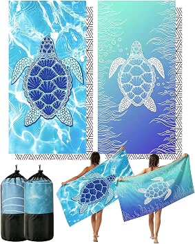 Evoplor 2 Pack Microfibre Beach Towels for Adults Extra Large 180   90 cm, Quick Dry Sand Free Beach Towel with Mesh Bag, Lightweight Travel Towels for Holiday, Pool