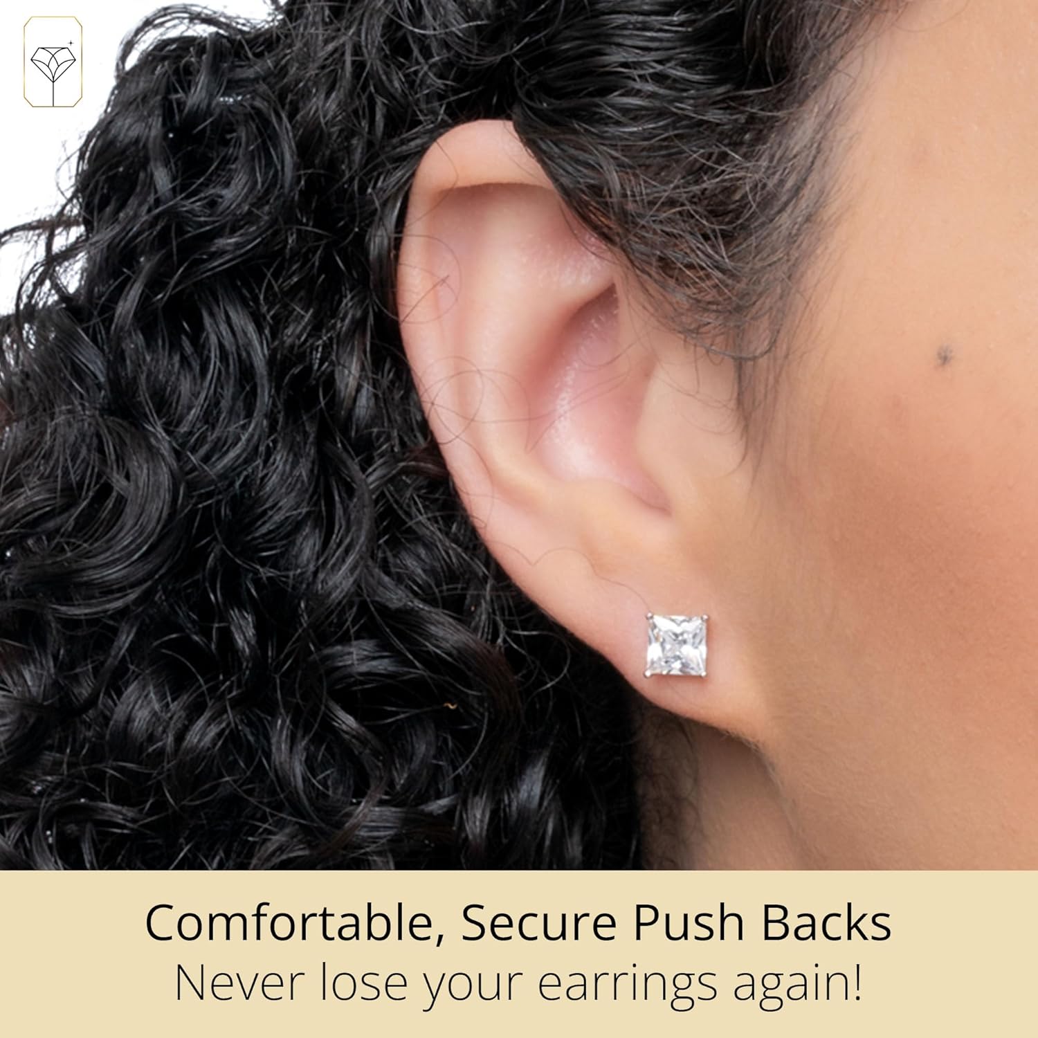 MAX + STONE Plated Sterling Silver Cubic Zirconia Stud Earrings (Round & Princess) - Image 3