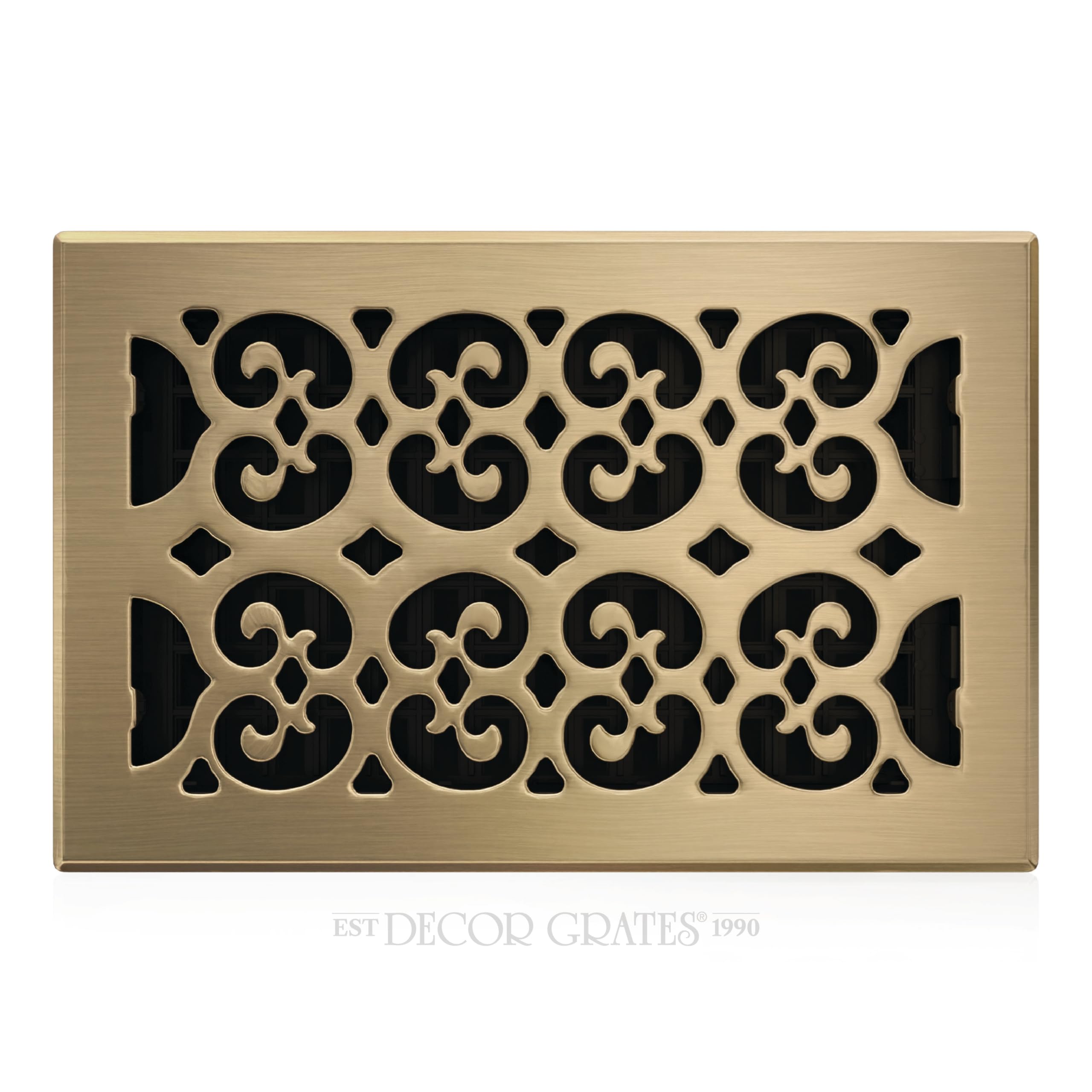 Decor Grates SPH610-A Scroll Floor Register, Antique Brass Finish, 6x10 Inches
