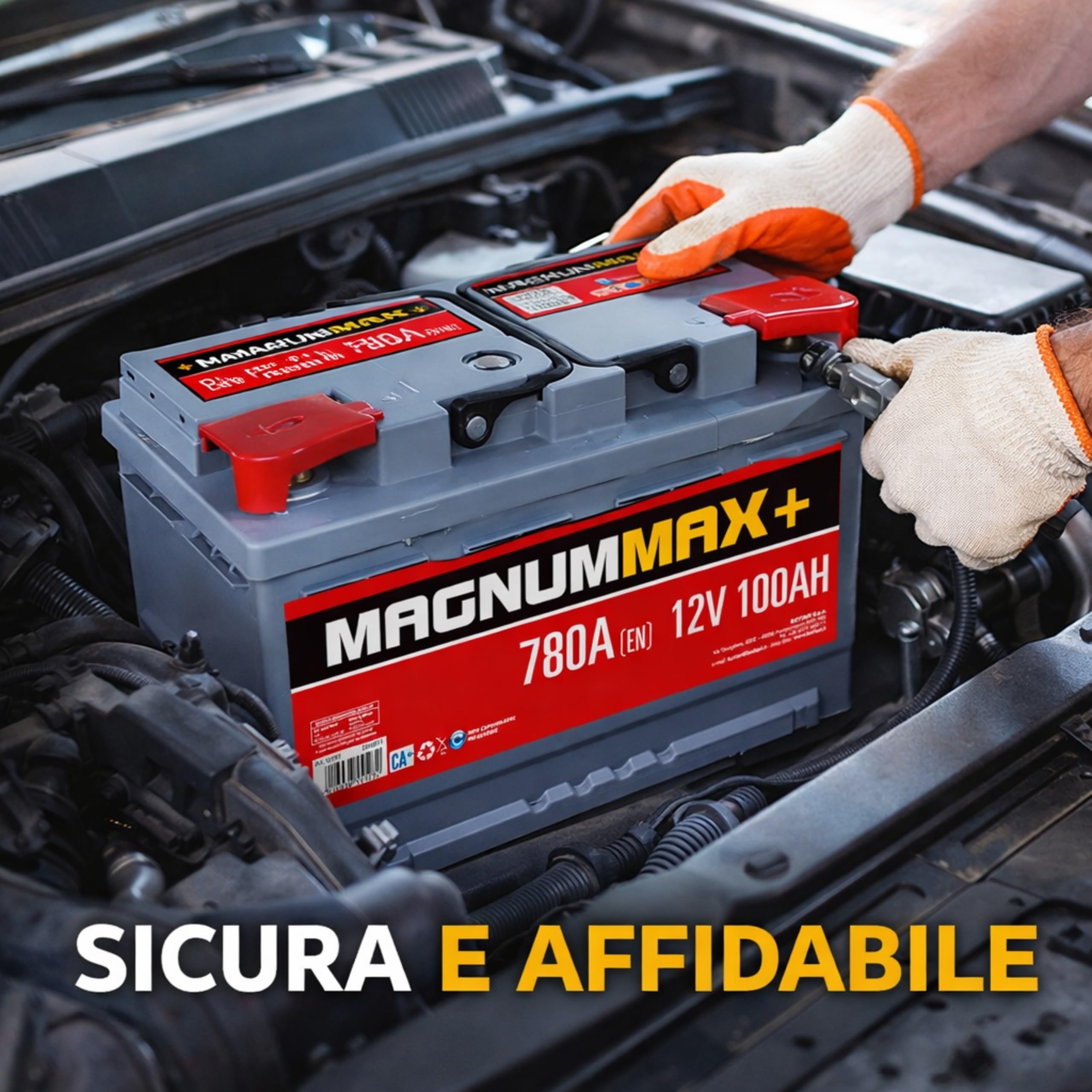 MAGNUM+ Batteria Auto 100Ah L4-12V - 780A – Batteria Avviamento per Auto e Veicoli Diesel e Benzina, Alta Capacità, Spunto Elevato, Senza Manutenzione