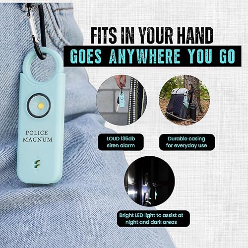 Miniatura 3 de Police Magnum Alarma de seguridad personal y spray de pimienta Combo de autodefensa para mujeres, sirena ruidosa de 135 db con luz y máxima fuerza
