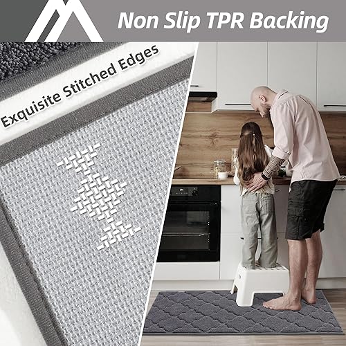 Miniatura 5 de COSY HOMEER Tapetes suaves de cocina para el frente del fregadero, alfombras y tapetes de cocina súper absorbentes, de 20 x 79 pulgadas, tapete de