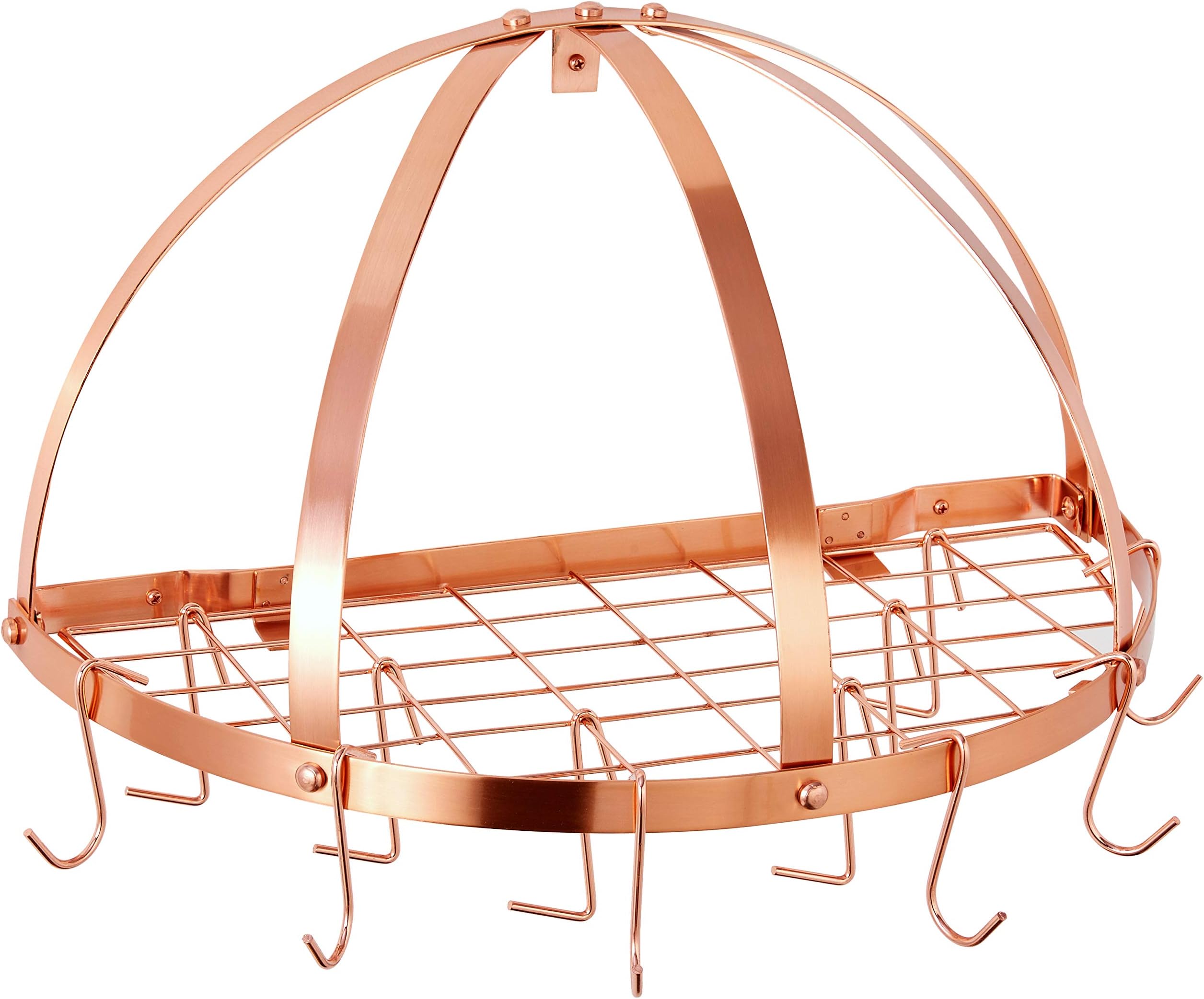 Old Dutch HalfRound Pot Rack with Grid & 12 Hooks, Copper
