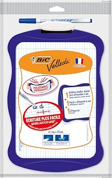 BIC Velleda Mini Beyaz Tahta, Kalem 1721, Silgi, 20 x 30 cm. Yaz  Tahtas , Mavi Kalem ve Silgi ile Birlikte