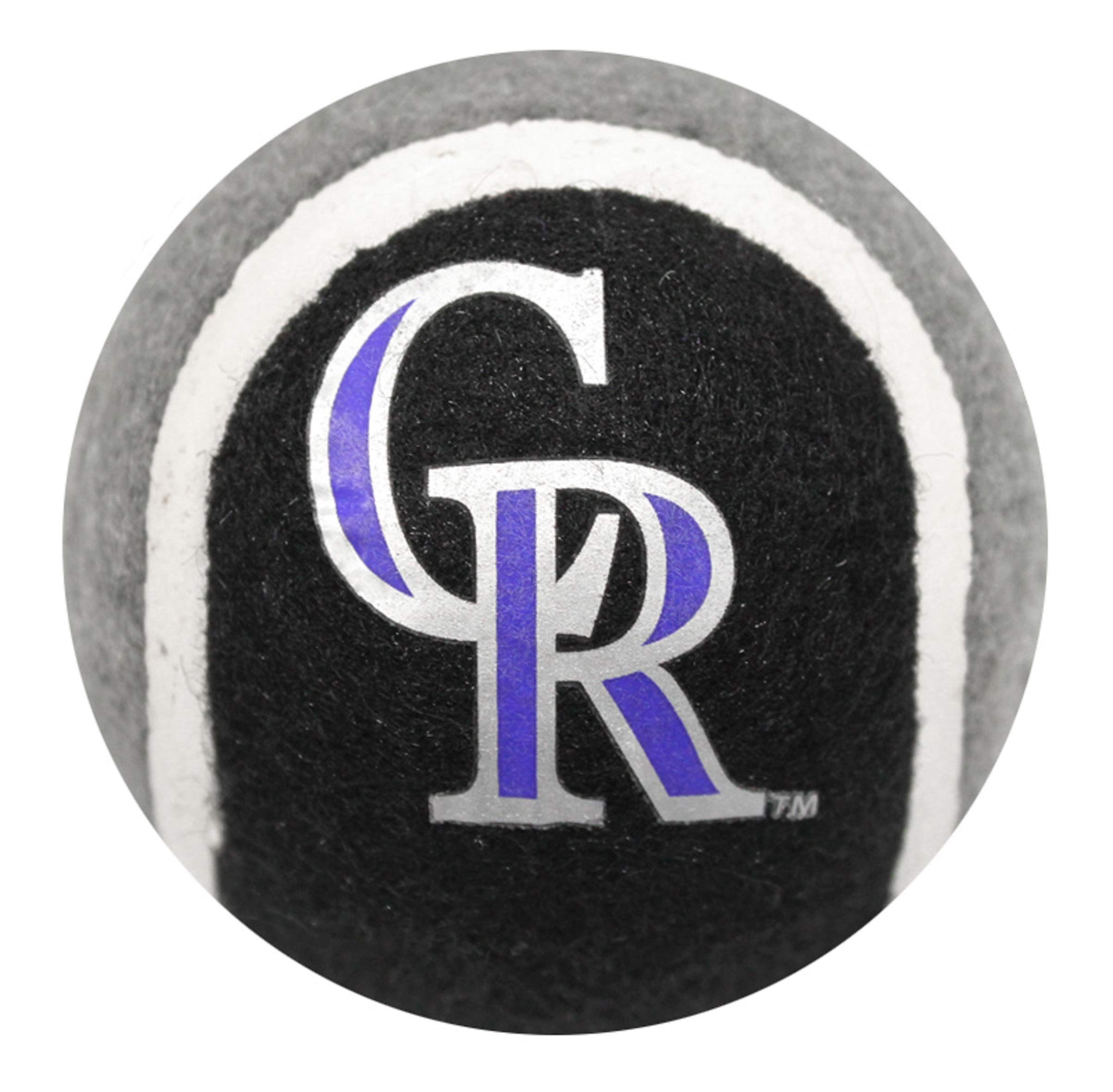MLB Colorado Rockies TENNIS BALLS for DOGS & CATS - 2 piece set with Team Logo in Vibrant Team Color