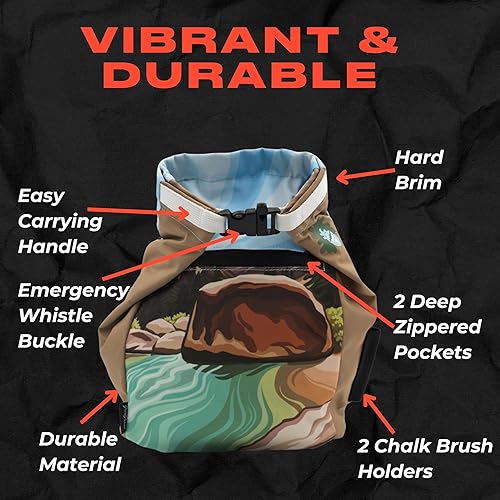 Miniatura 2 de Cubo de tiza para escalada en roca  para gimnasio Boulder y uso al aire libre  Cierre de velcro duradero, 2 bolsillos con cremallera, asa fácil de