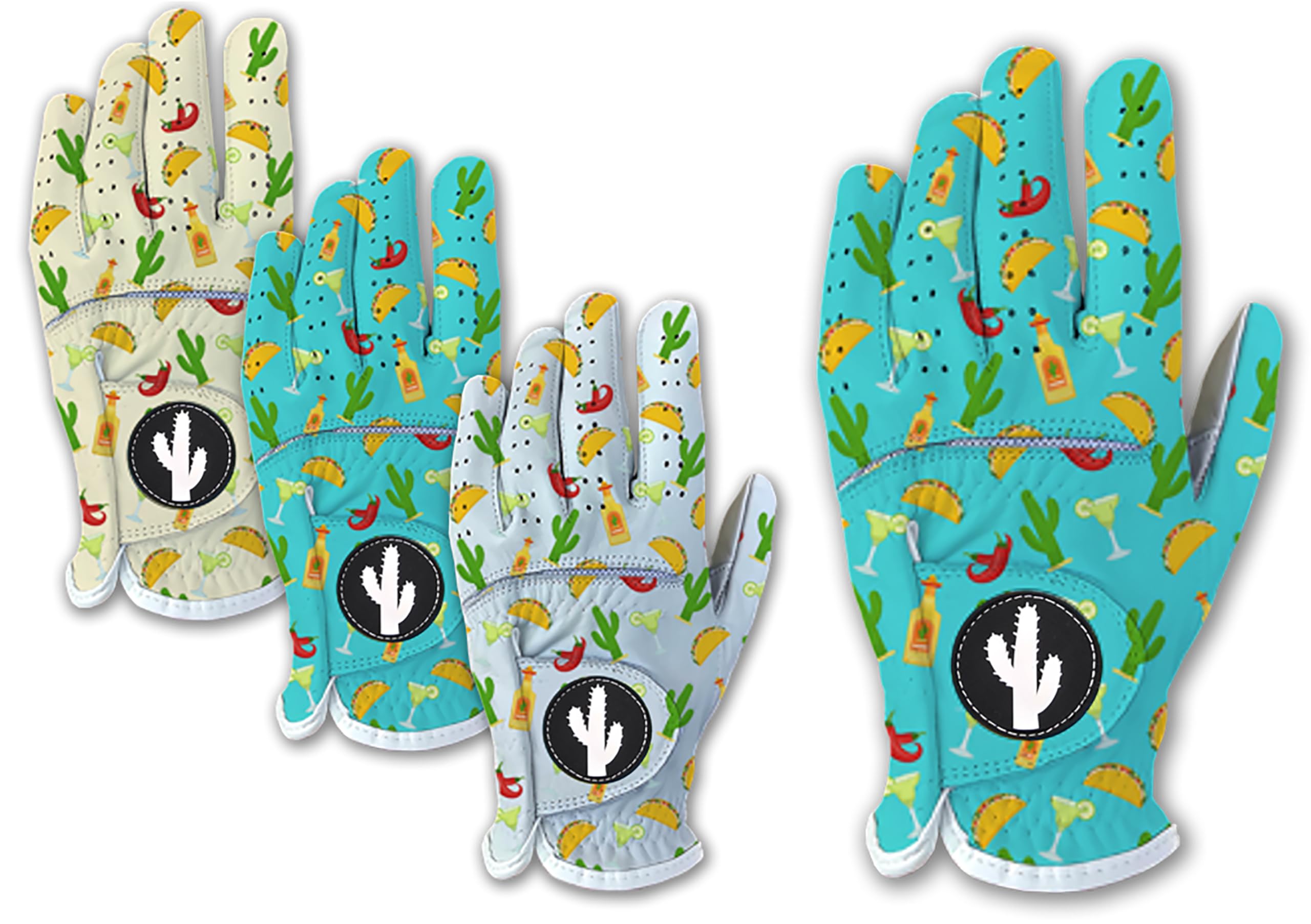 Taco Tequila Margarita Golf Gloves - Funny Men's Golf Glove 100% Cabretta Leather Left Right Hand Golfer Gag Gift Large Adult All Weather Grip