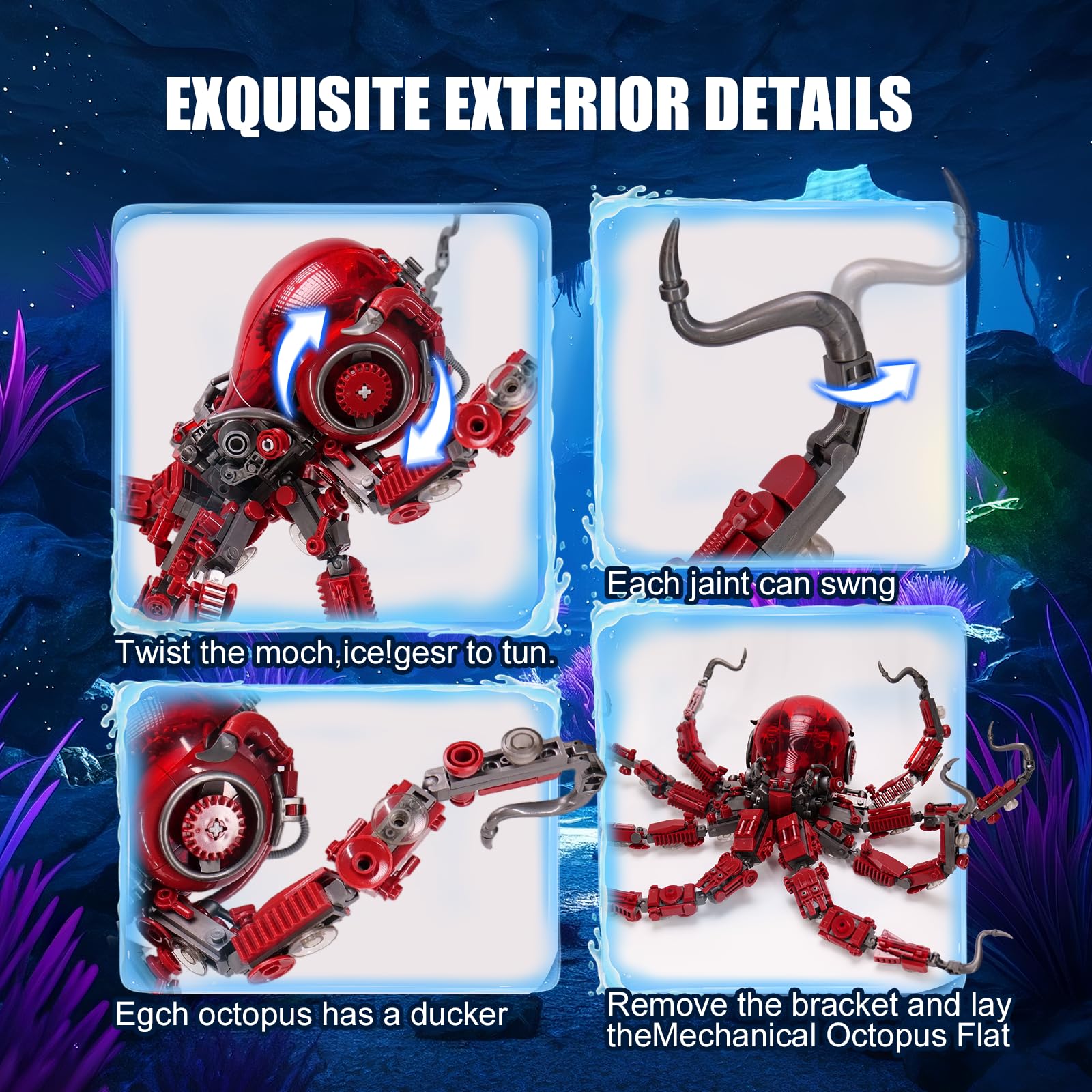 Ideas Mechanical Octopus Building Sets for Adult,Compatible with Lego Ocean Animal Collection Toy Home or Office Decor for Adults STEM Building Gift for Teens Boys & Girls 8-16 (882pcs) - Image 4