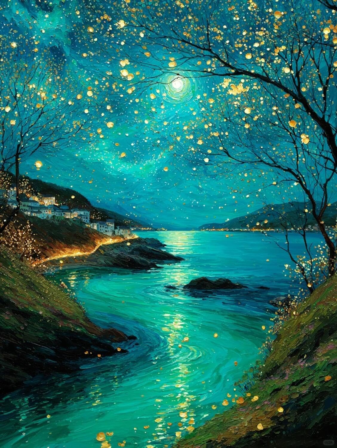 Rqwybcaxn Stamped Beaded Cross Stitch Kits Fantasy Ocean 40x50cm