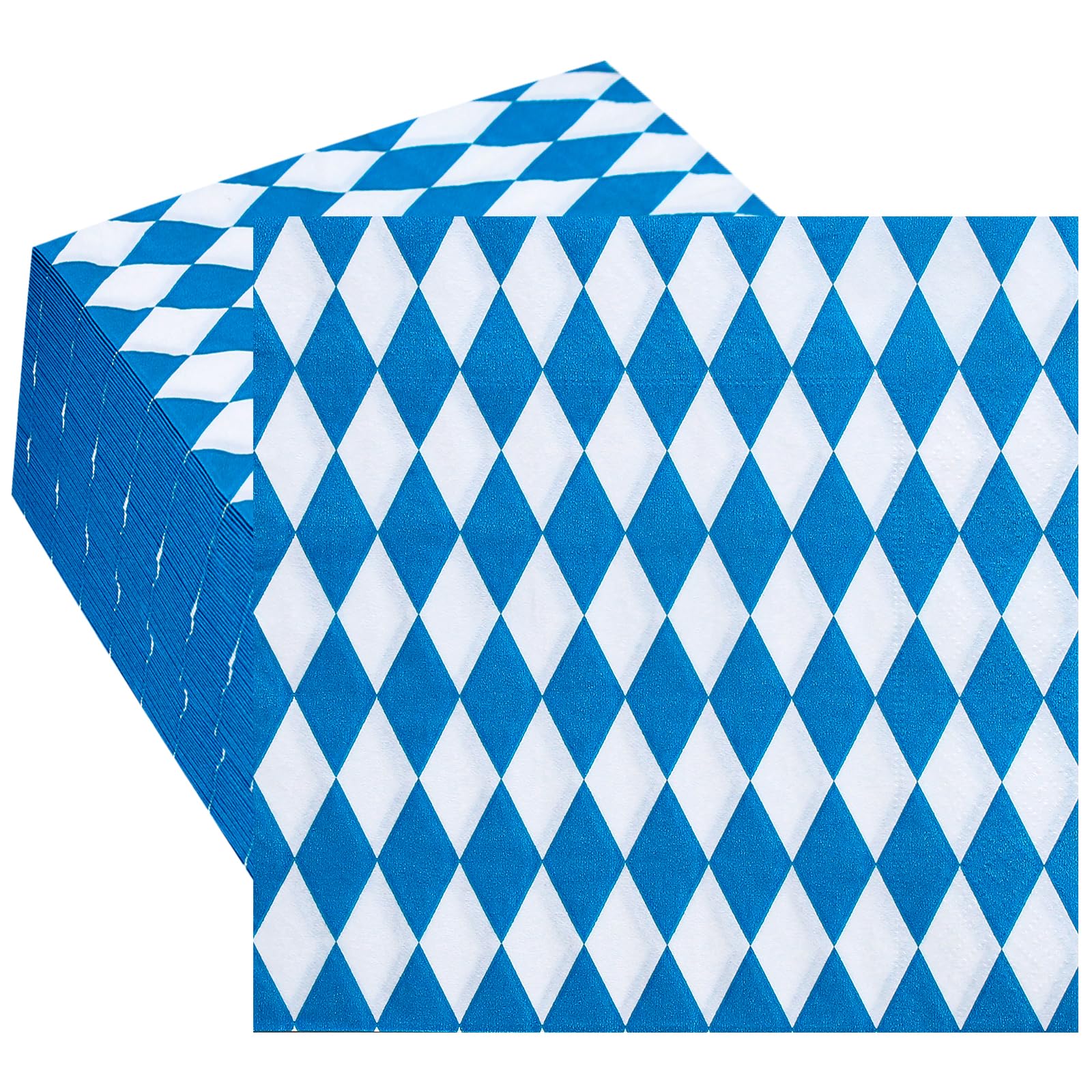 Whaline 80 Pack Oktoberfest Napkin 6.5 x 6.5 Inch Blue White Plaids Luncheon Napkin Oktoberfest Disposable Paper Napkins for Oktoberfest Festival Table decorations Supplies