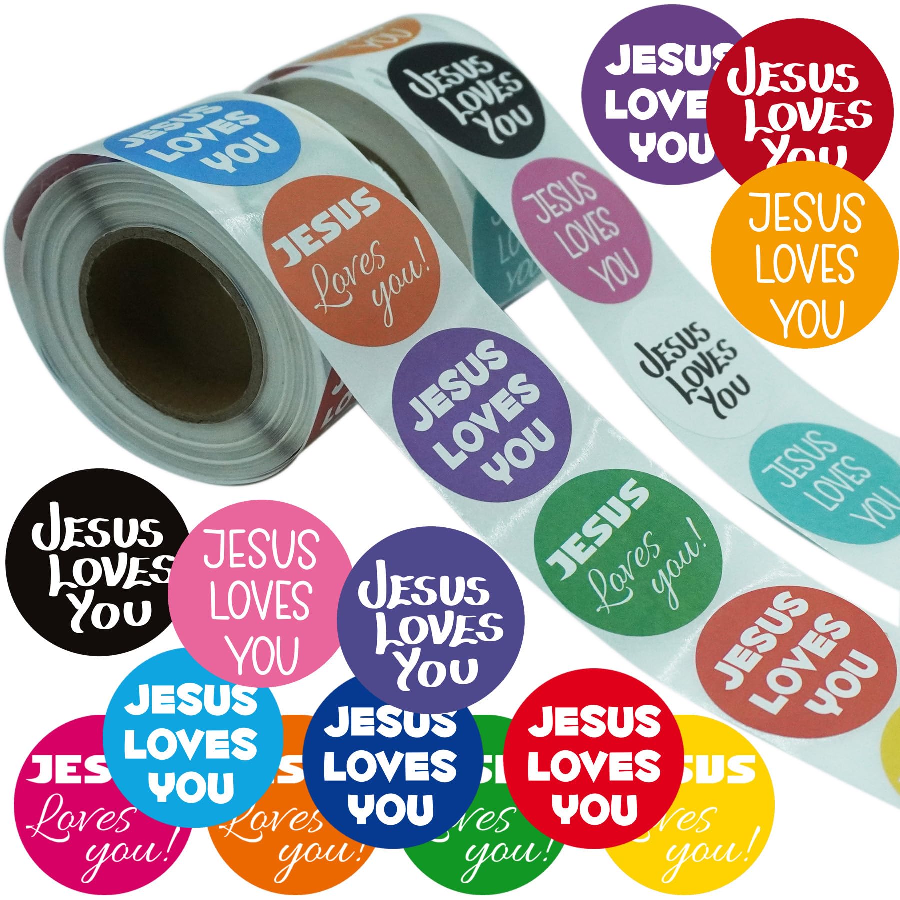 1000 Pieces Jesus Loves You Party Decorations Labels Roll Stickers - Christian Religious Party Supplies Decor Favors Jar Containers Letter DIY Labels