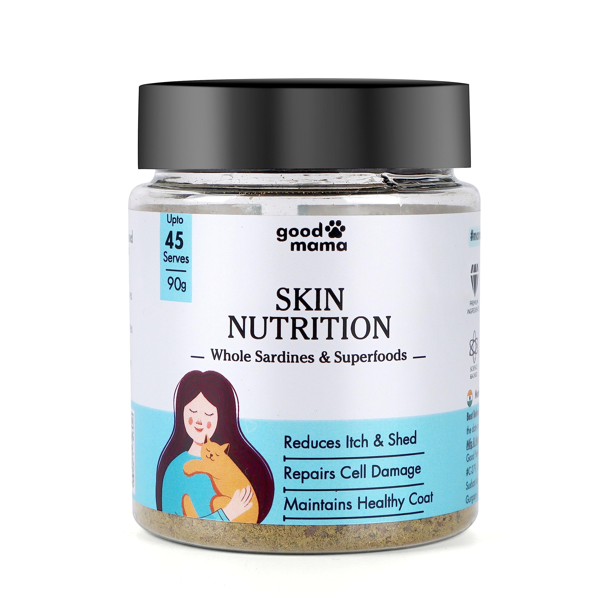 Good Mama Advanced Skin & Coat Fish Supplement for Cats - Nourish & Protect Skin, Reduce Itching & Enhance Coat Shine with Whole Sardine, Zinc, Vitamin E, Vitamin C & Super Seeds | 90 g (B0CB7W3WN6) Amazon Price History, Amazon Price Tracker