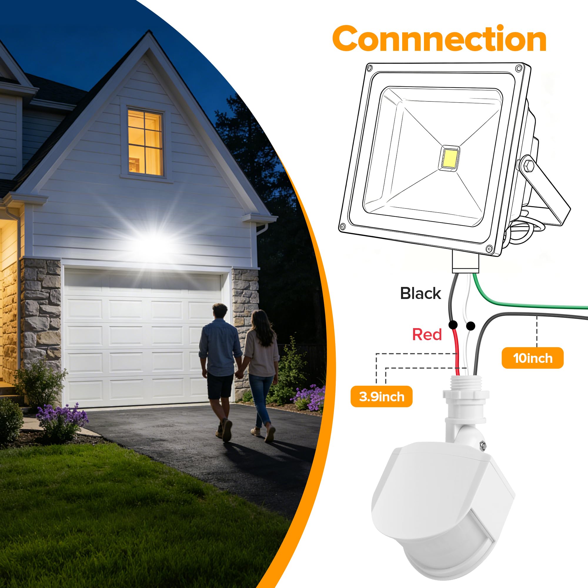 LUTEC Paquete de 2 sensores de movimiento, detector de movimiento de repuesto de 180 grados para luces exteriores, rango de detección de hasta 69 pies, sensor de movimiento PIR de 3 modos para