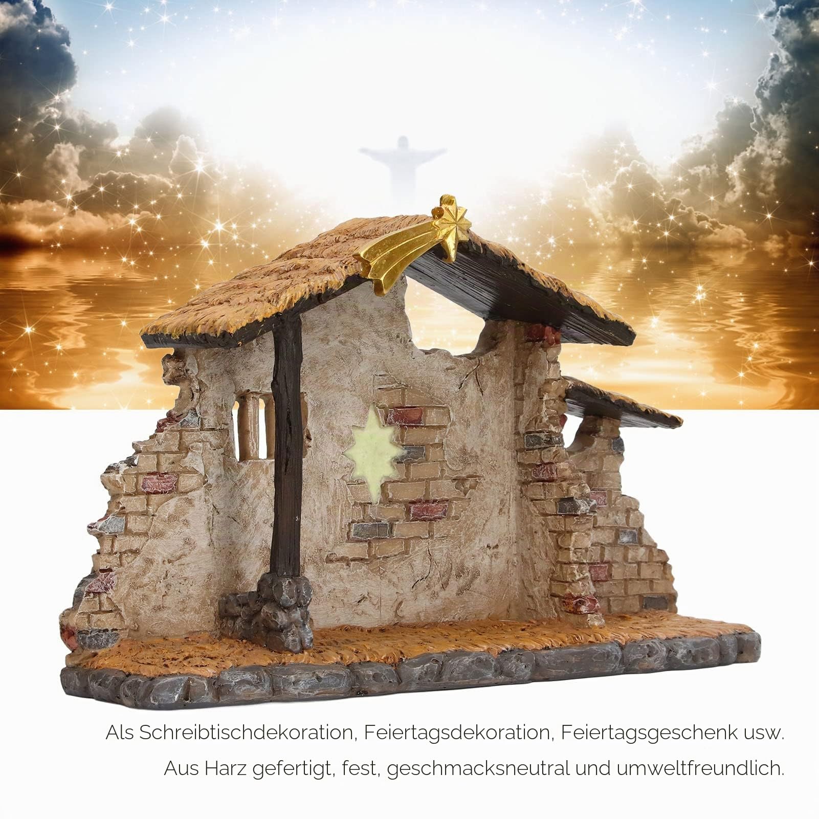 Weihnachtskrippen-Set, detaillierte, lebensechte Weihnachtskrippe, Schuppenstatue, Tischdekoration, Weihnachtsdekoration