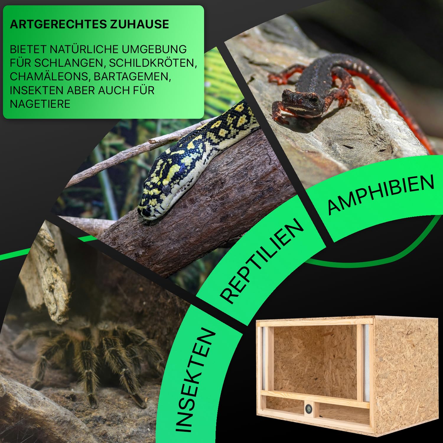 ITA Terrario de Madera 80x50x50 cm con ventilación Frontal e higrómetro Integrado - Terrarios de OSB-3 - para Reptiles, Serpientes, Anfibios - Producto UE, Certificado FSC