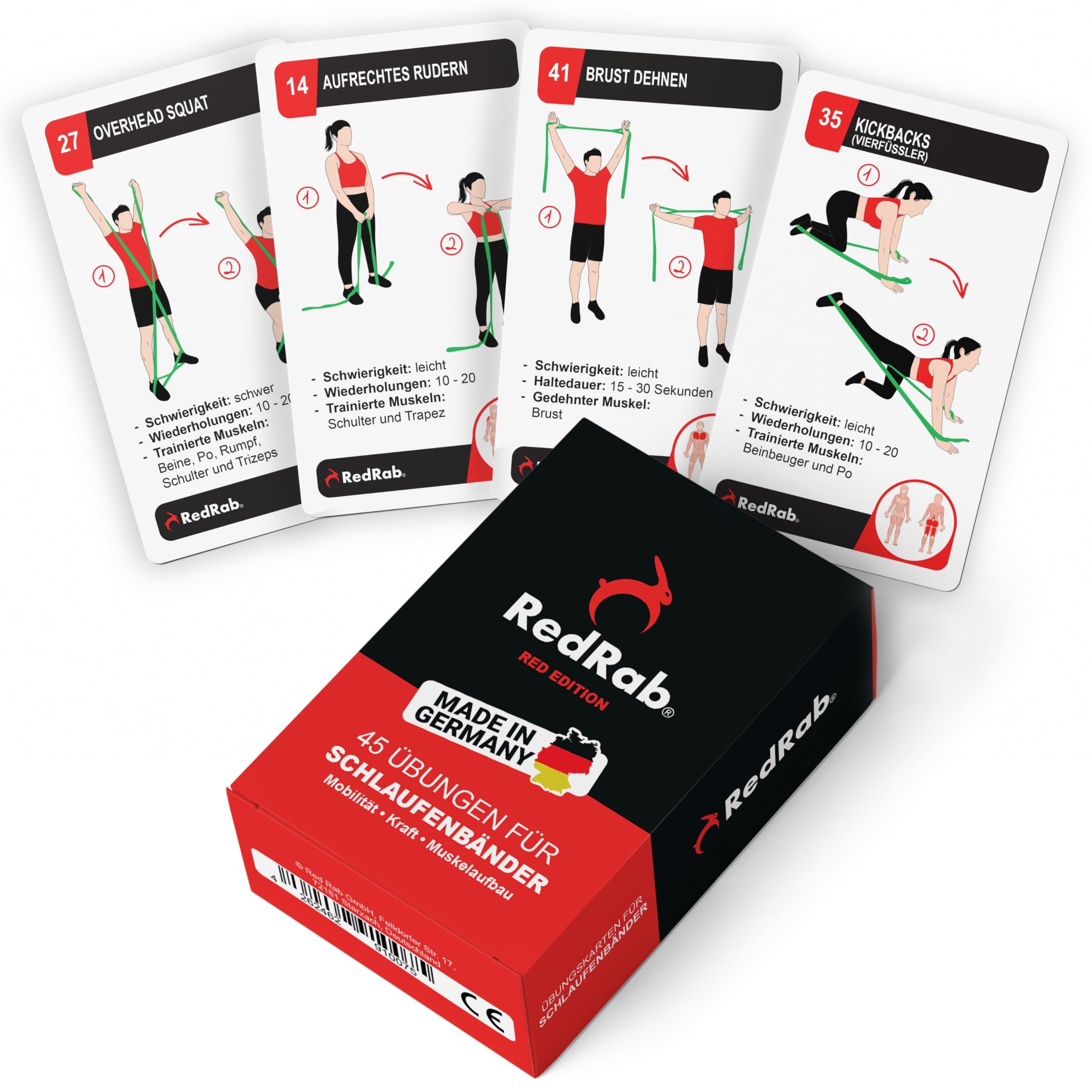 RED RAB Fitness Bands Fabric & Effective Training Cards - Gymnastics Band with Loops Long - Resistance Bands & Resistance Bands Strength Training - Fitness Band, Resistance Band, Resistance Band