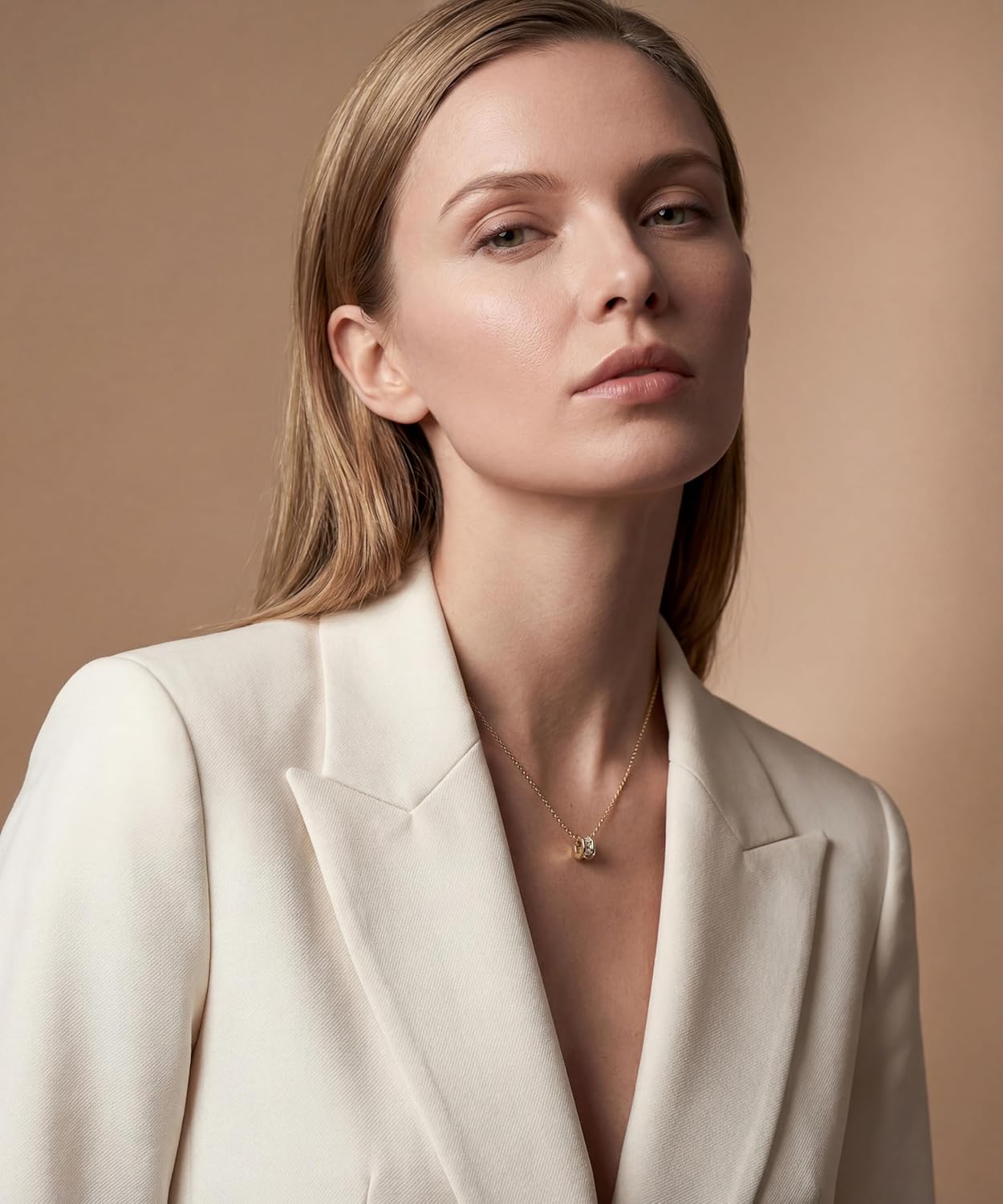 Rondelle 14K Gold Plated Necklace for Women Dainty Cubic Zirconia Pendant Simple Design Fashion Jewelry Gift for Her - Image 3