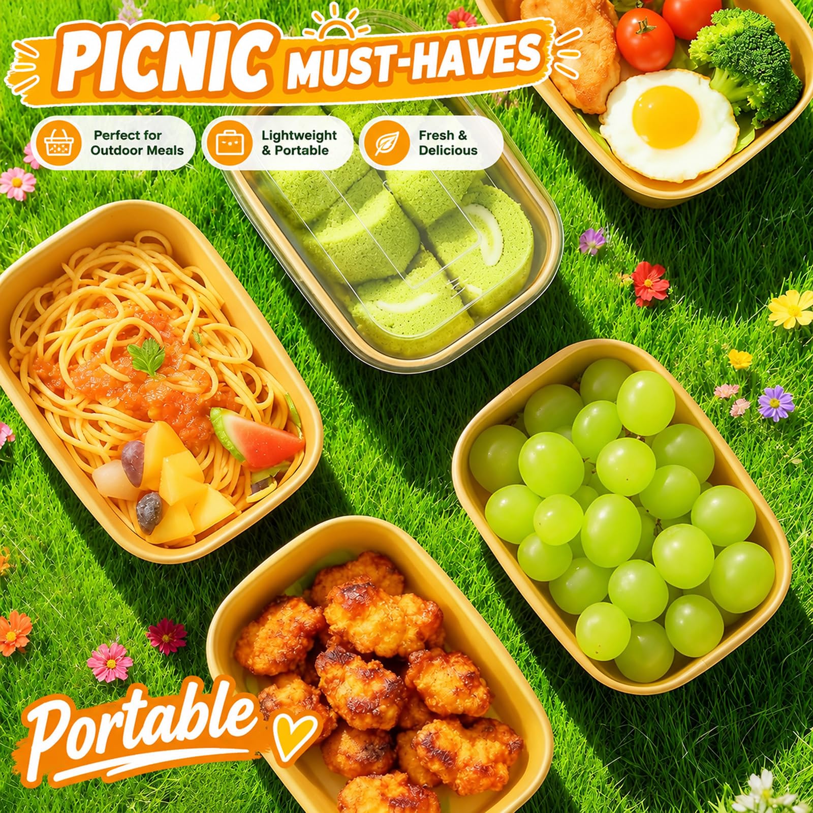 Large Paper Bowls with Lids - 50 Pack -7 Large Paper Bowls with Lids - 50 Pack -7