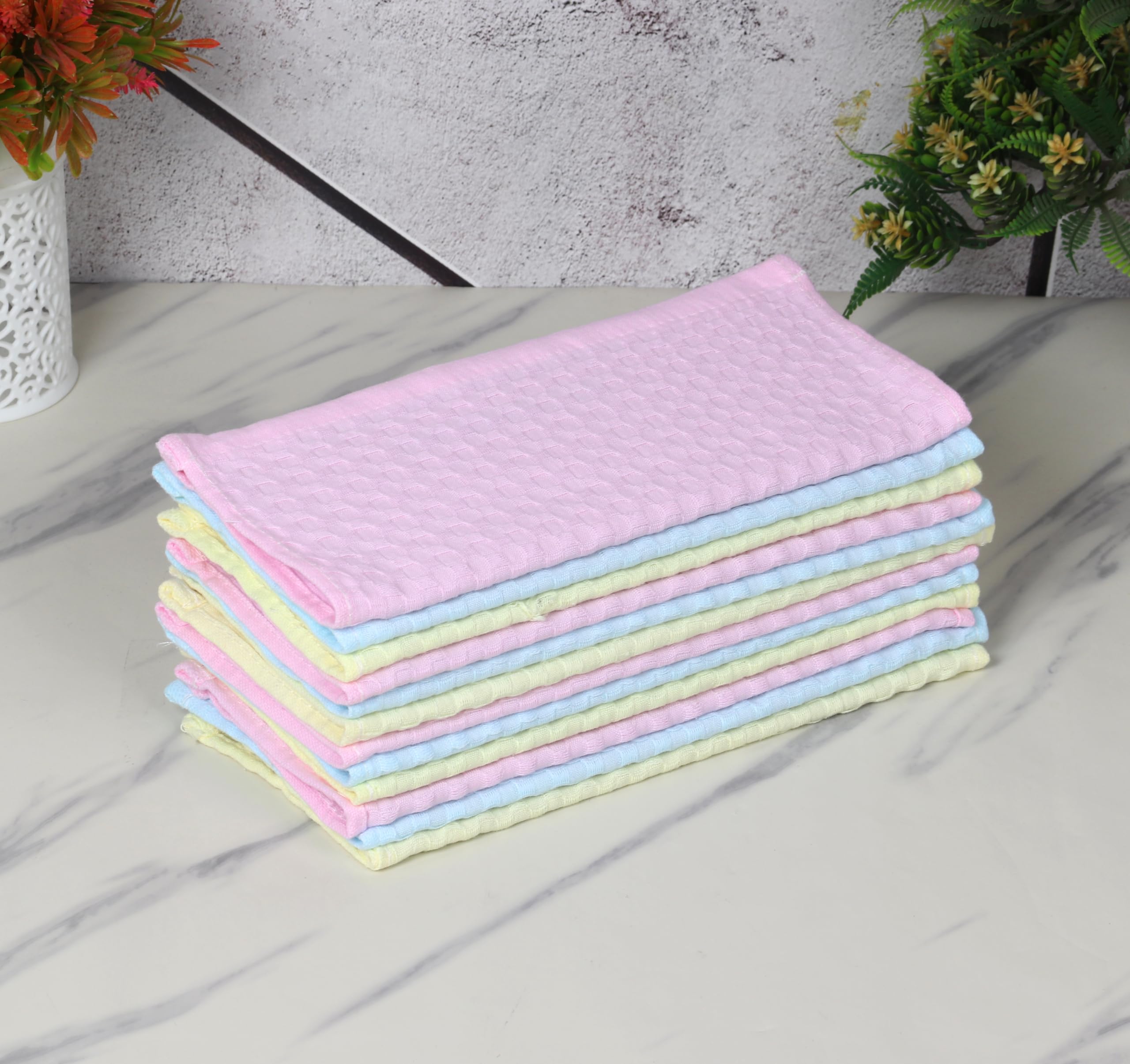 JENNY DENIAL Unisex 100% Cotton Soft and Super abserbent Face Towel Multicolor 10 * 10 Checked Design Set of 6 pc Pack (6)-picture-15