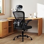 Flysky Ergonomic Office Chair - Breathable Mesh Swivel Computer Chair, Lumbar Back Support Task Chair, Office Chairs with Headrest and Flip-up Arms, Adjustable Height Executive Rolling Chair