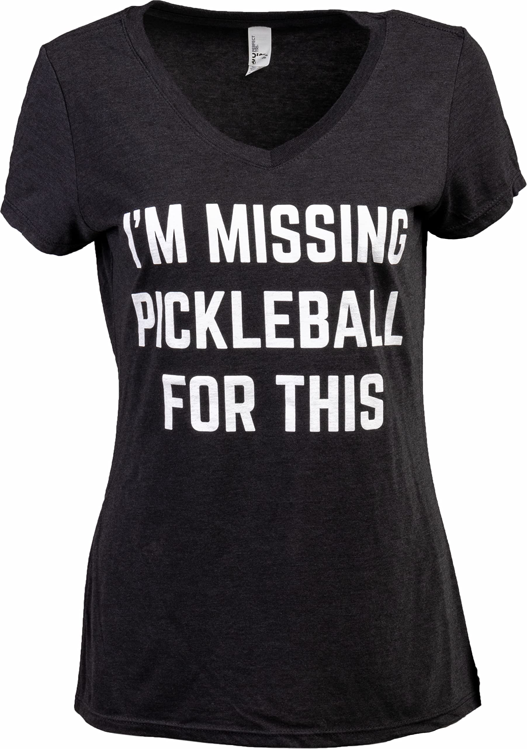 Ann Arbor T-shirt Co.I'm Missing Pickleball for This | Funny Pickle Ball Player Retiree Paddle Joke T-Shirt for Men Women