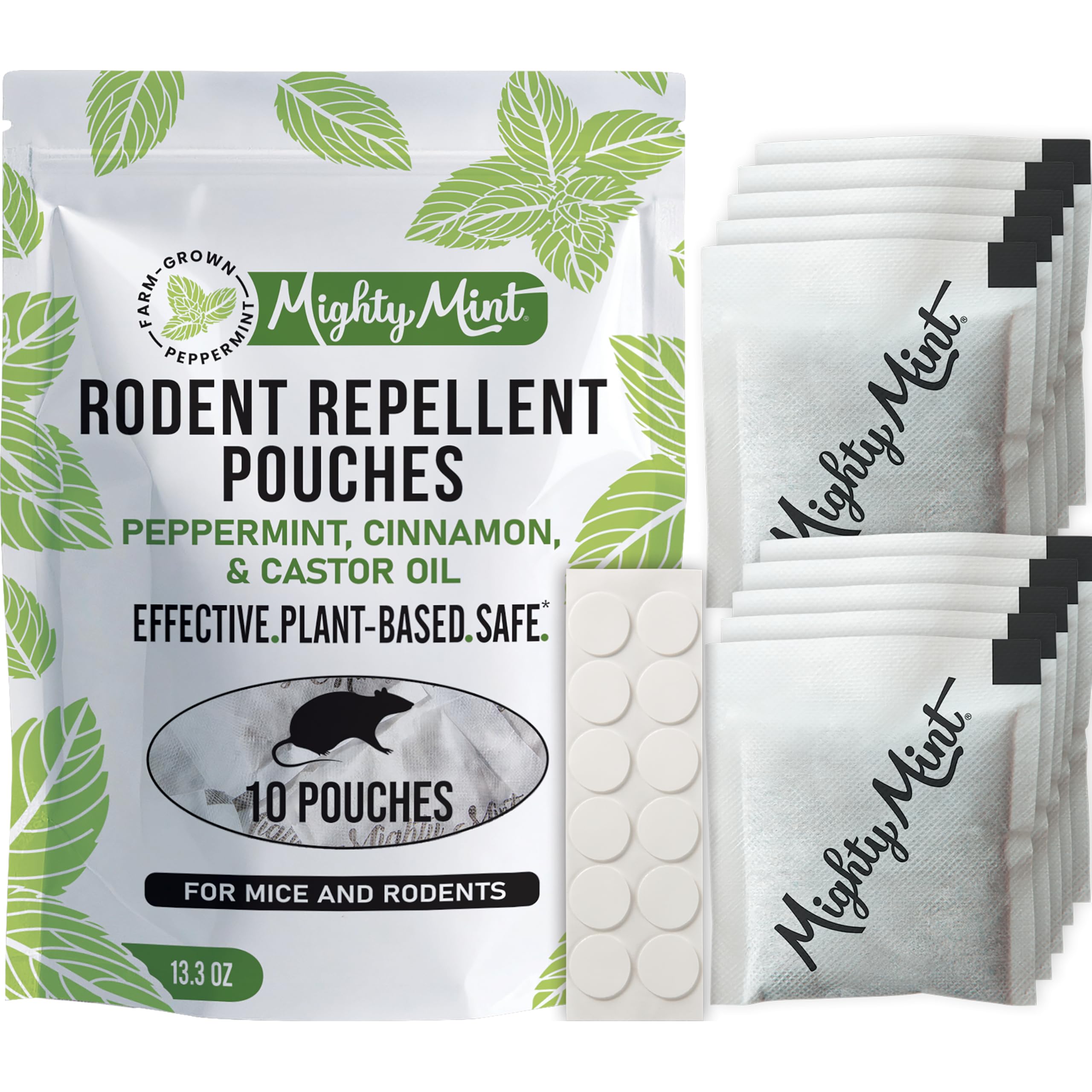 Mighty Mint Rodent Repellent Pouches with Glue Dots, 10 Count