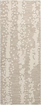 Nicole Miller New York Mod Weave Abstract Knotted Texture Handcrafted Runner Area Rug, 100% Wool Rug, Taupe, 25"x7"