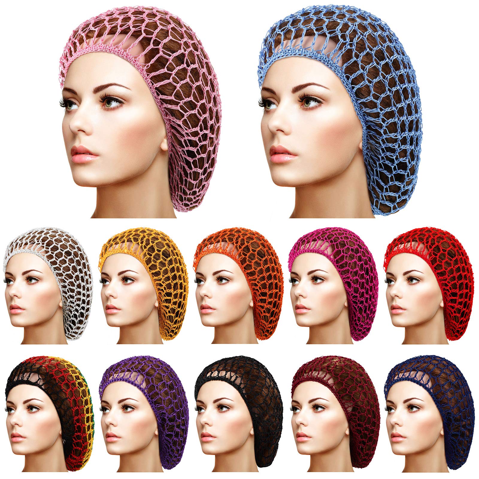 Mesh Rayon Head Bands - Hair Accessories for Women and Girls, Thick Short Long Hair Covers for Sleeping, Crochet Ornaments (Multicolor)