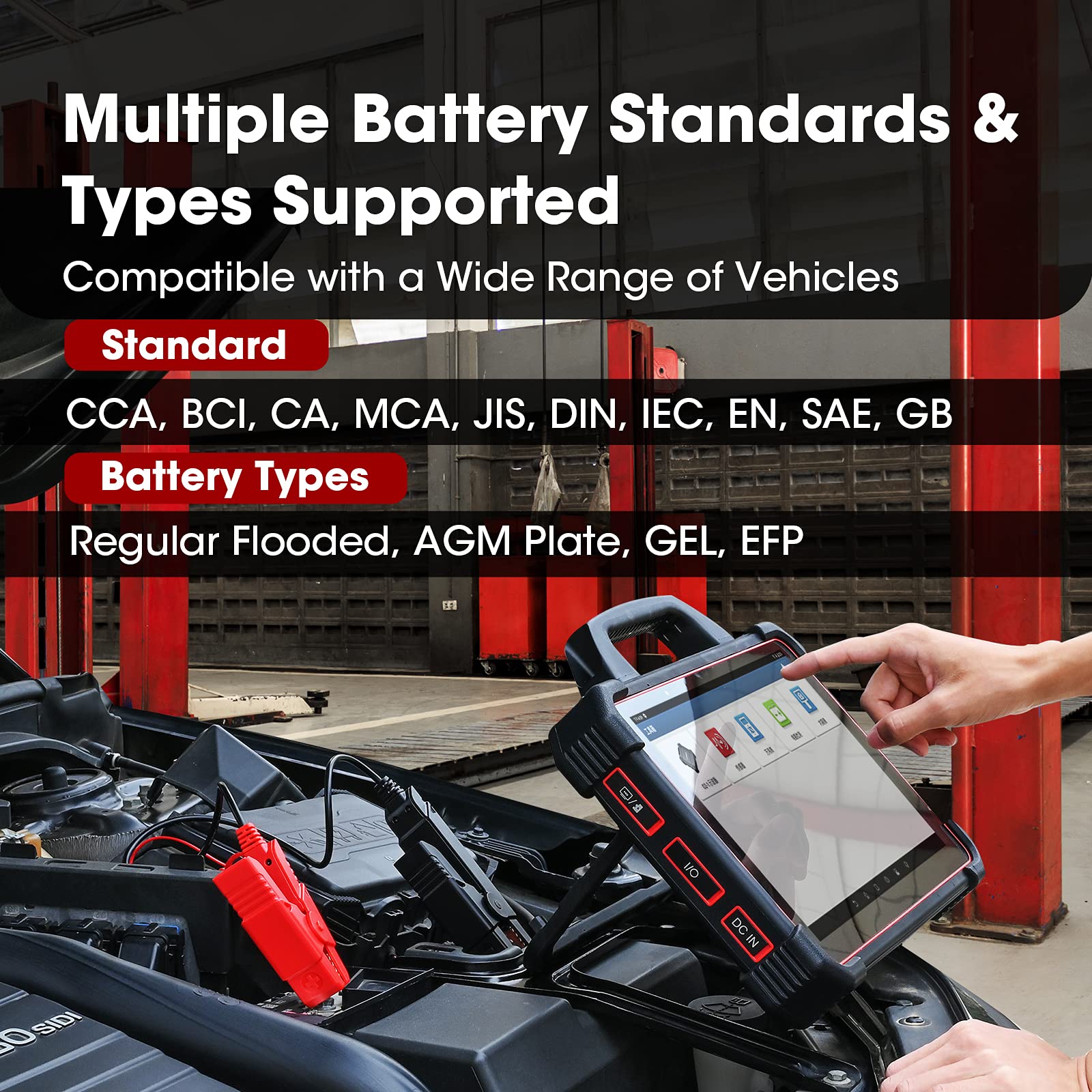 LAUNCH BST360 Testeur de Batterie Voiture 12V, 100-2000 CCA Bluetooth Outil Analyseur de Batterie Auto, Tests de Santé de Charge pour Voiture Camion Moto ATV SUV Bateau Yacht