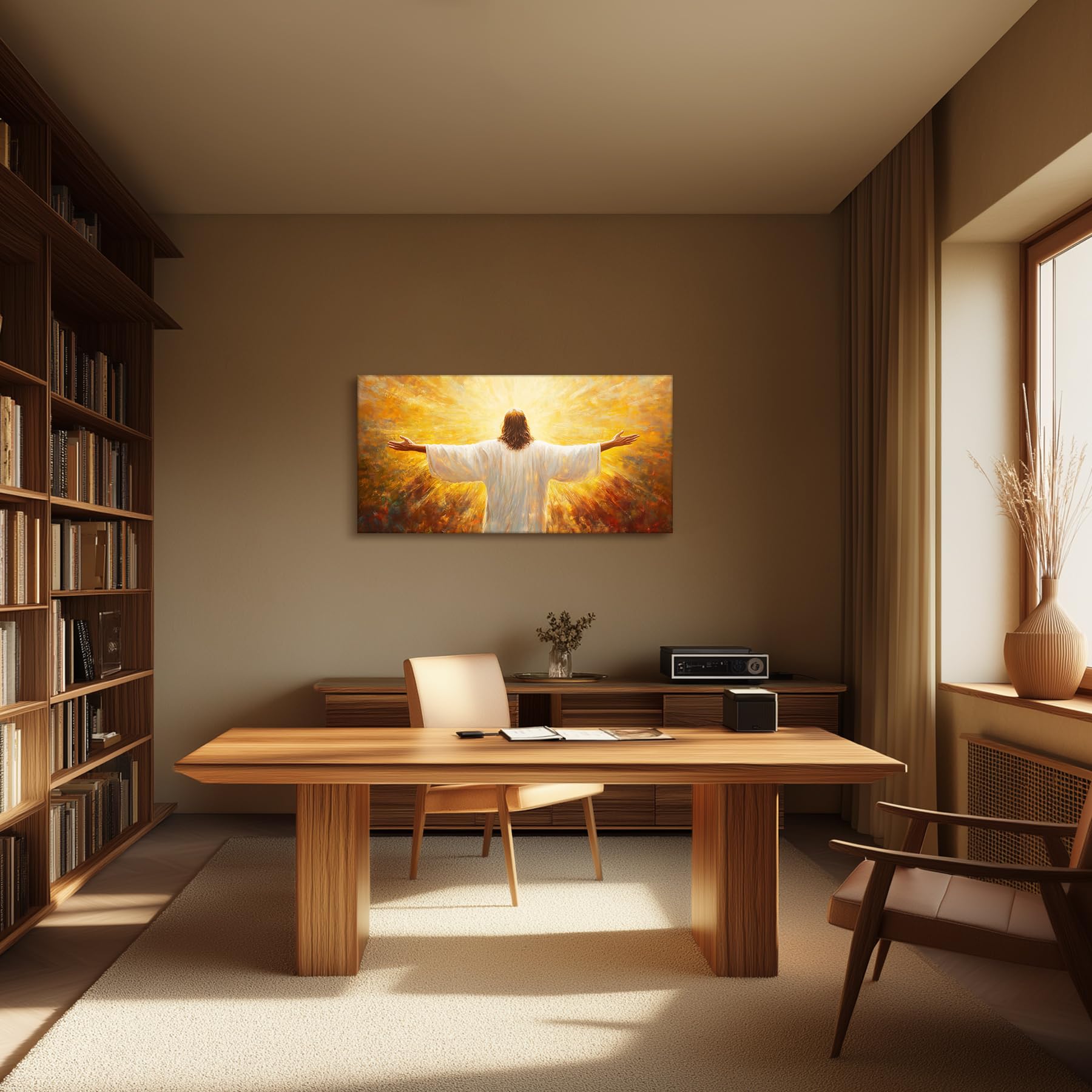hyidecorart Cristiano de Jesús Cuadros Moderno Decoracion Salon 59x119 cm | Motivos Refinados, Impresión HD, Fácil de Colgar, Grandes Formatos, Decoración de Habitación Versátil, Arte Mural, Regalo