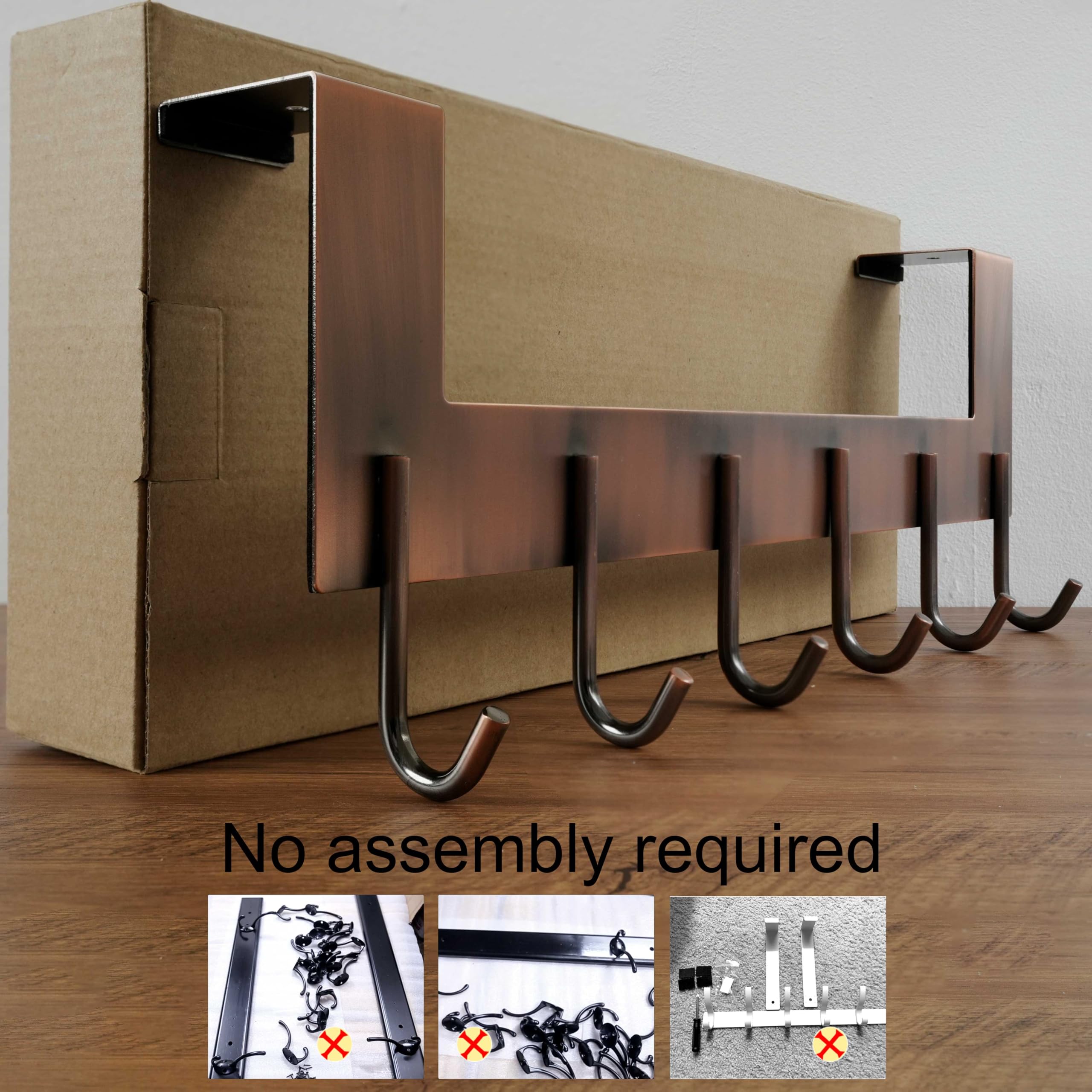 WEBI Over The Door Hooks for Hanging Clothes,Door Hanger,Over The Door Towel Rack,Over The Door Coat Rack Door Coat Hanger,6 Hooks for Hanging Towels,Hats,Back of Bathroom,Antique Copper,2 Packs - Image 2