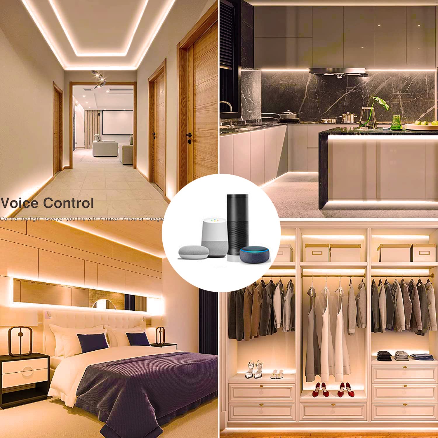 WIFI CCT COB LED Strip, 5 metros regulable 2700 K - 6500 K 24 V tiras de luz LED blancas ajustables, 640 LED/m CRI90+Daul blanco LED con control de aplicación, compatible con Alexa Google Home