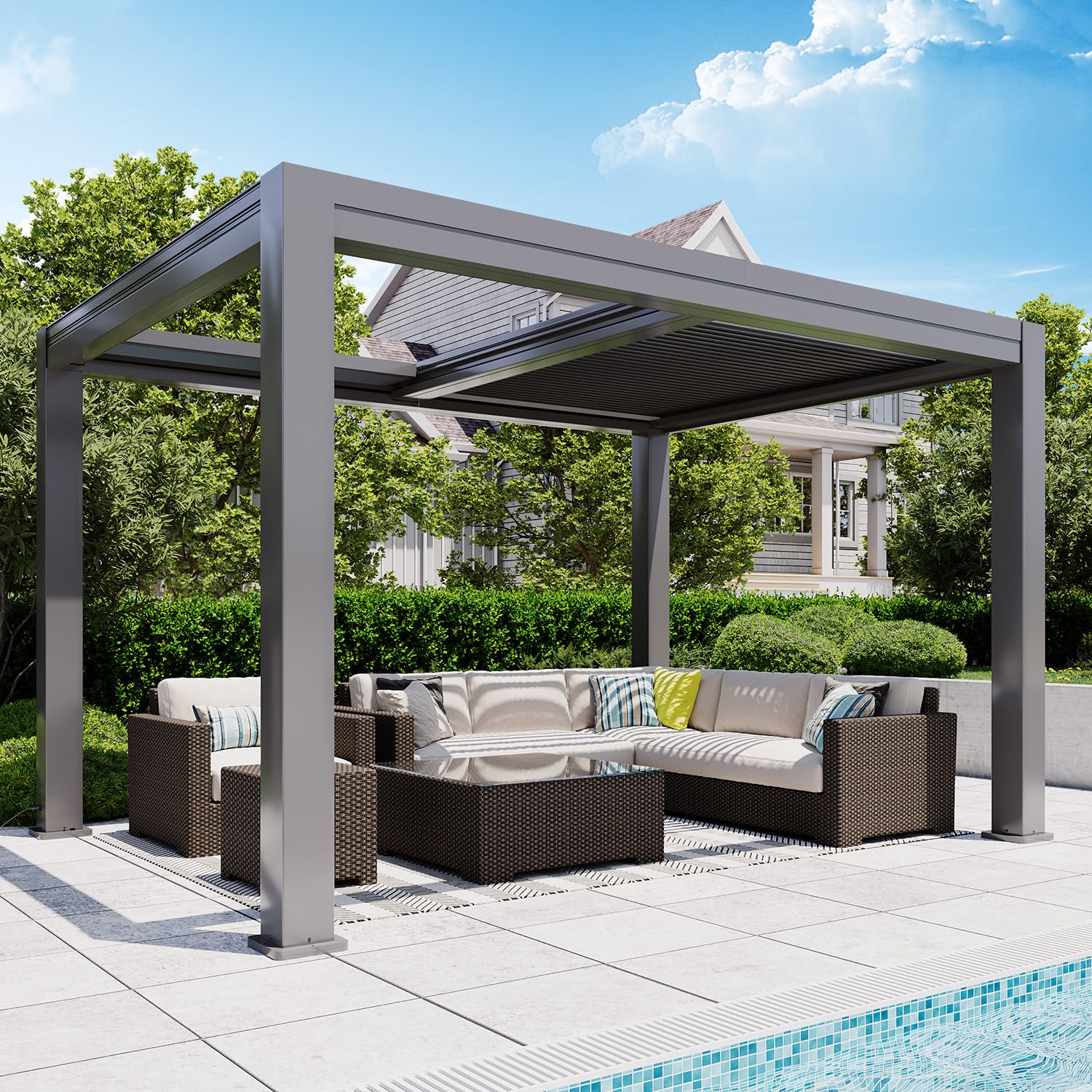 Amazon.com: MELLCOM Electric Retractable Pergola 10x13, Aluminum
