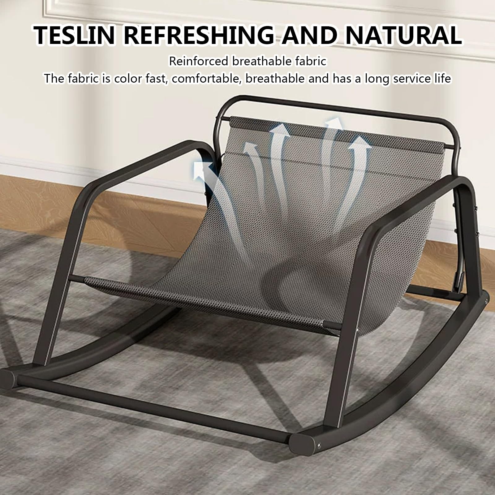 Fauteuil à Bascule Moderne Avec Coussin - Chaise Berçante Confort Salon, Chambre Ou Terrasse, Dossier Réglable