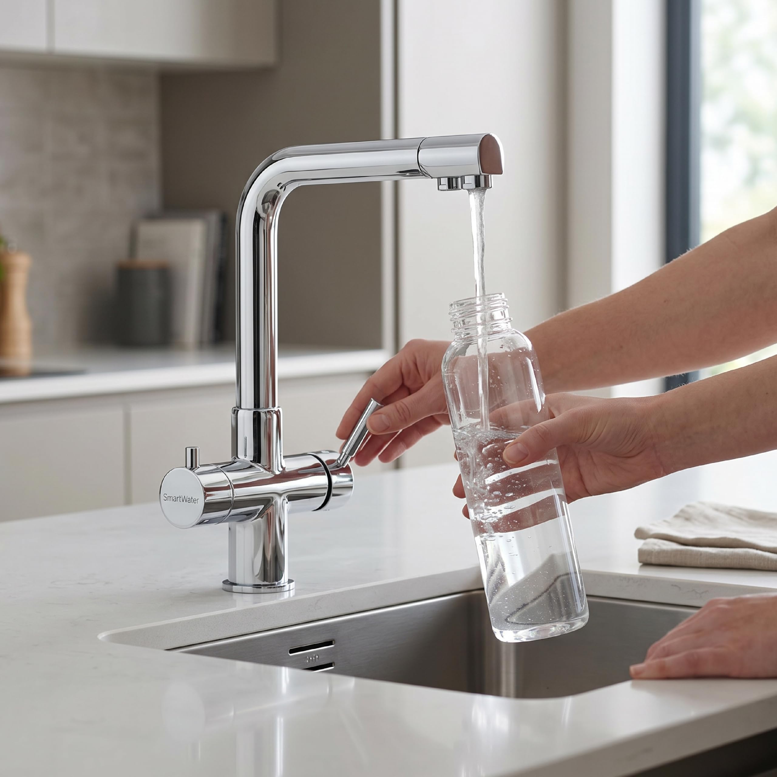SmartWater Tap Rubinetto 4 Vie per Acqua di Rete e Acqua Filtrata in Cucina