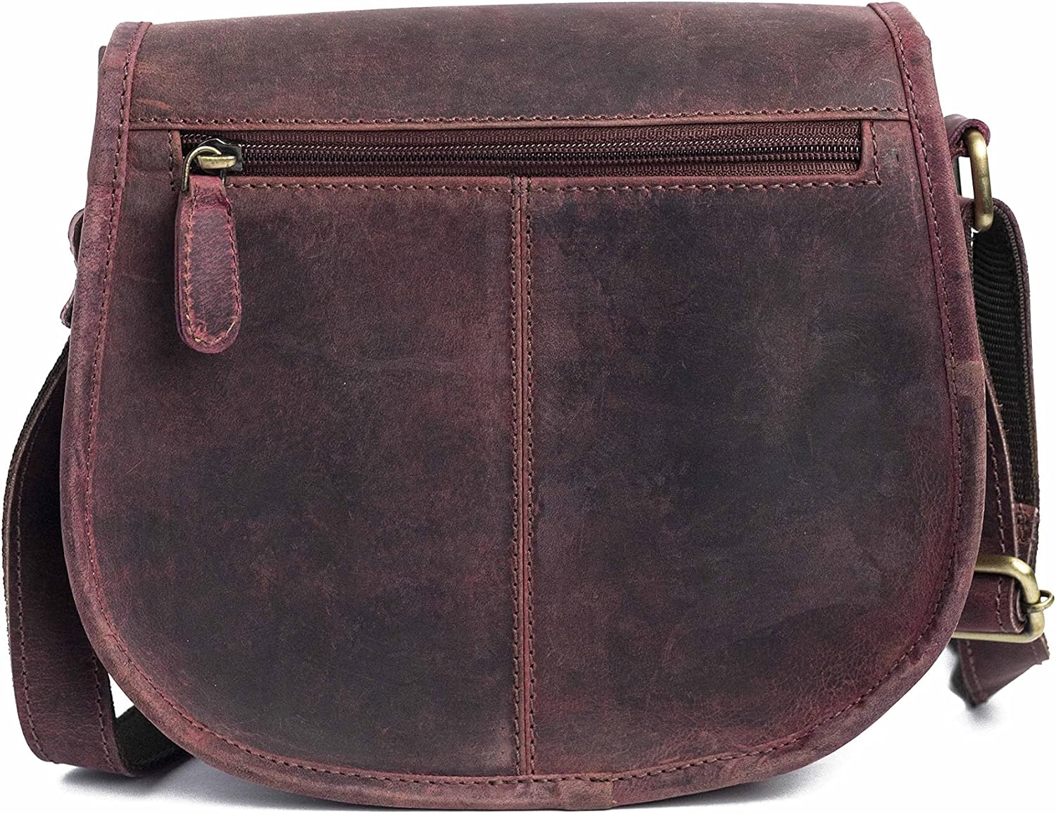 J WILSON London - Designer Genuine Real Distressed Retro Vintage Hunter Leather Handmade Women Ladies Unisex Flapover Gypsy Festival Travel Crossover Shoulder Bag (Distressed Pink) - Image 4